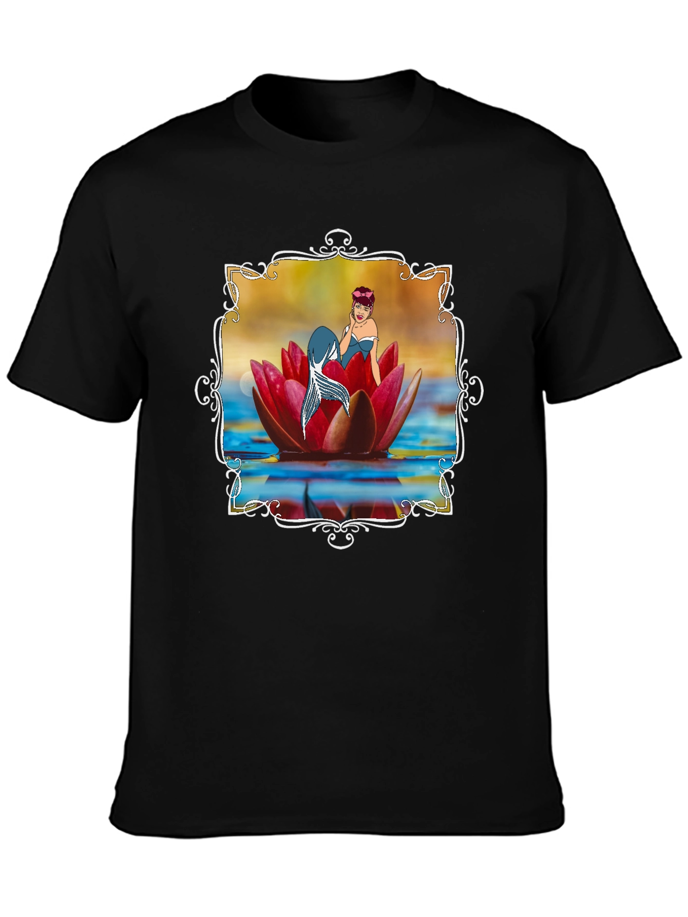 Mermaid Lotus Flower T-Shirt - Unique Graphic Tee