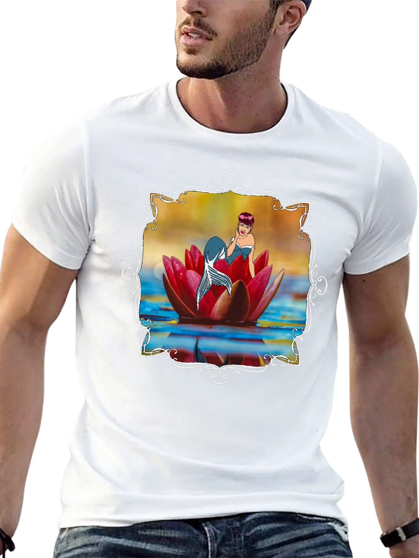 Mermaid Lotus Flower T-Shirt - Unique Graphic Tee