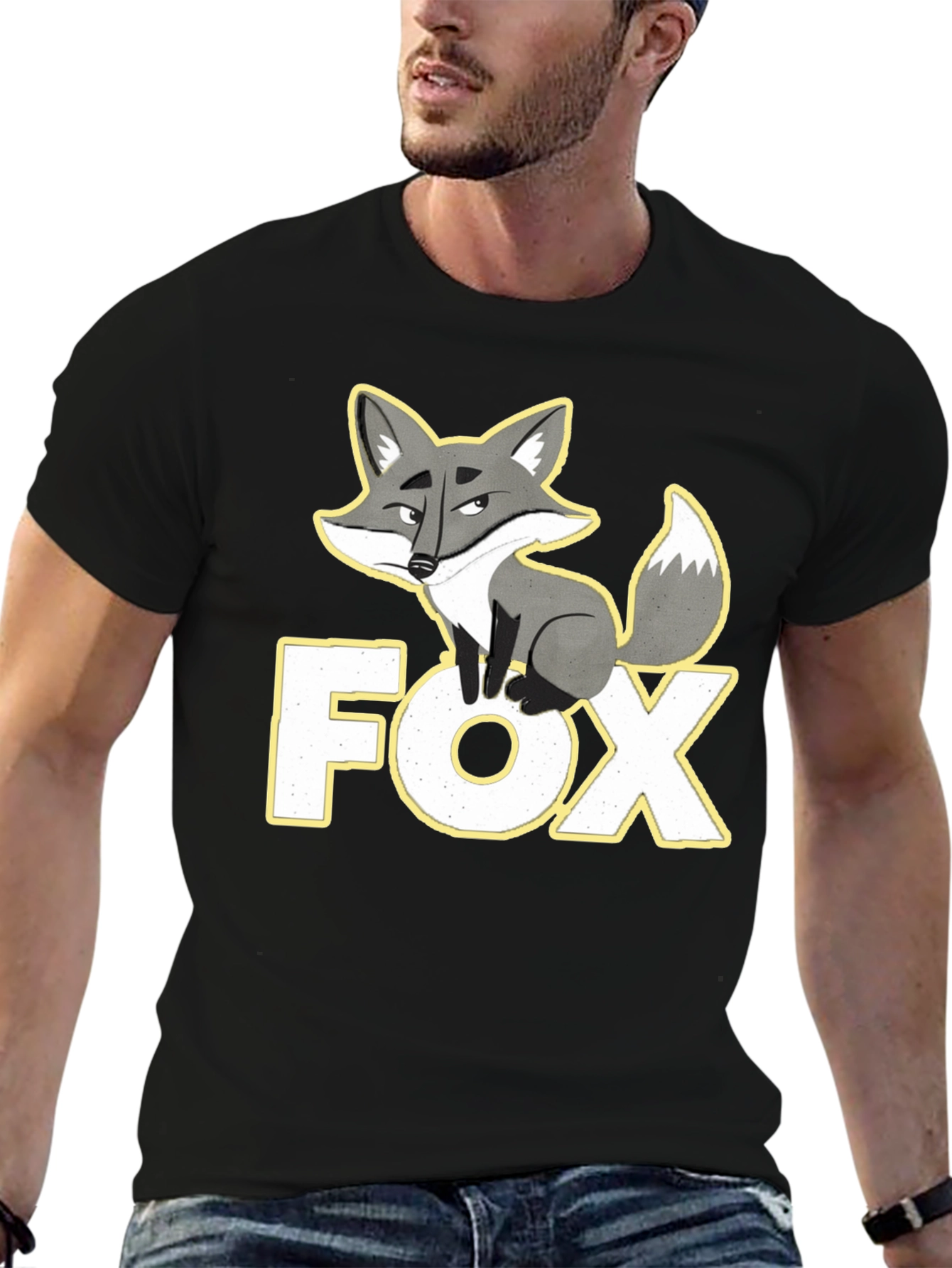Fox Graphic T-Shirt - Black Cotton Tee