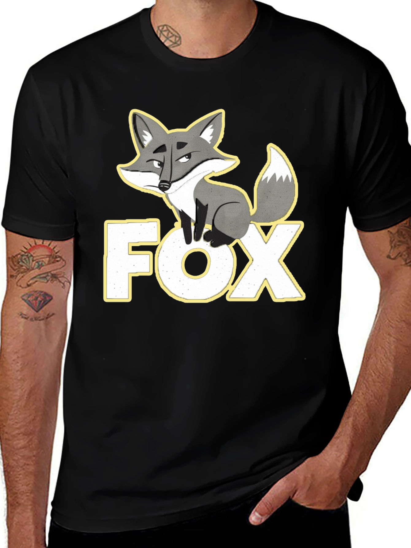 Fox Graphic T-Shirt - Black Cotton Tee