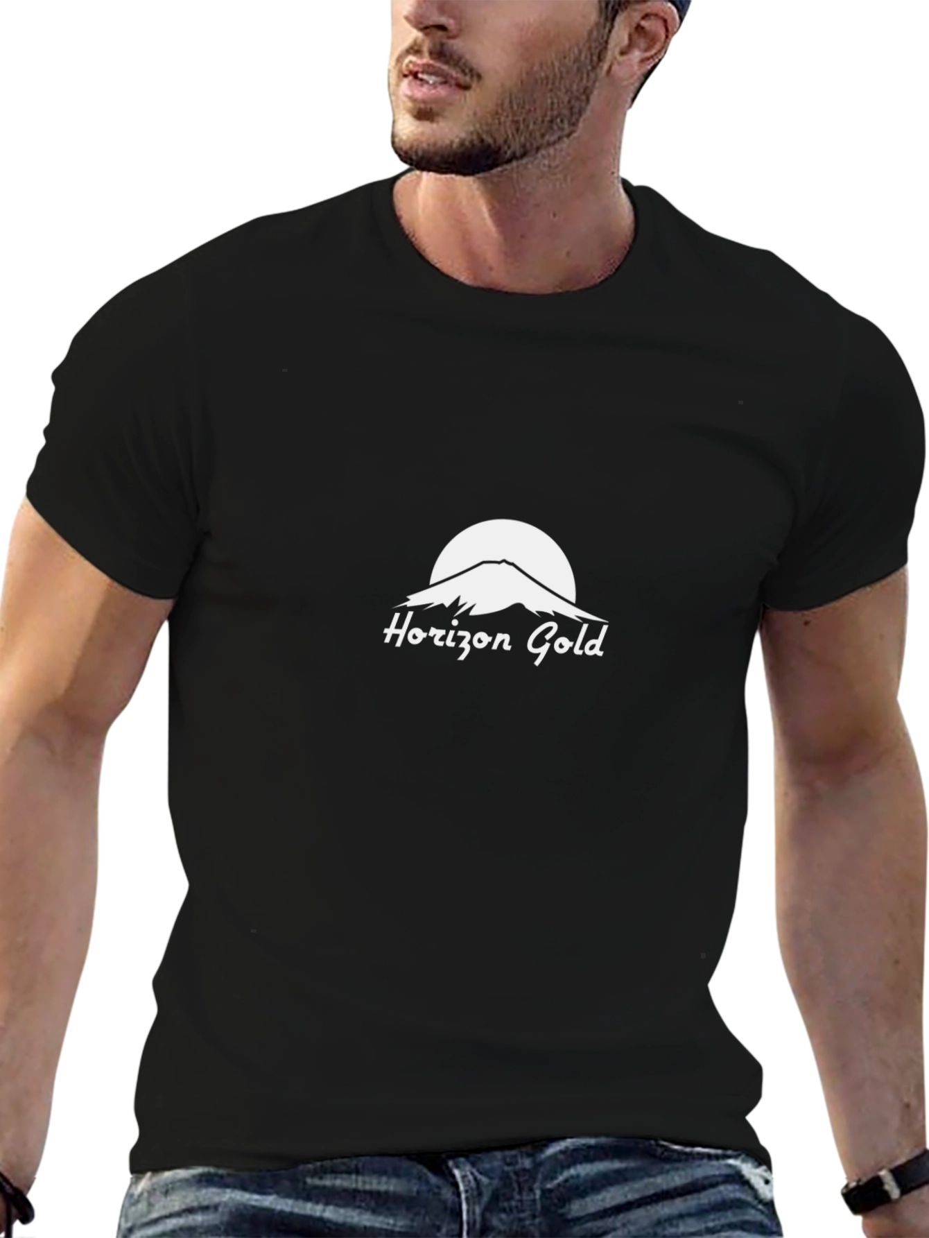 Horizon Gold Graphic Tee - Black Cotton Blend