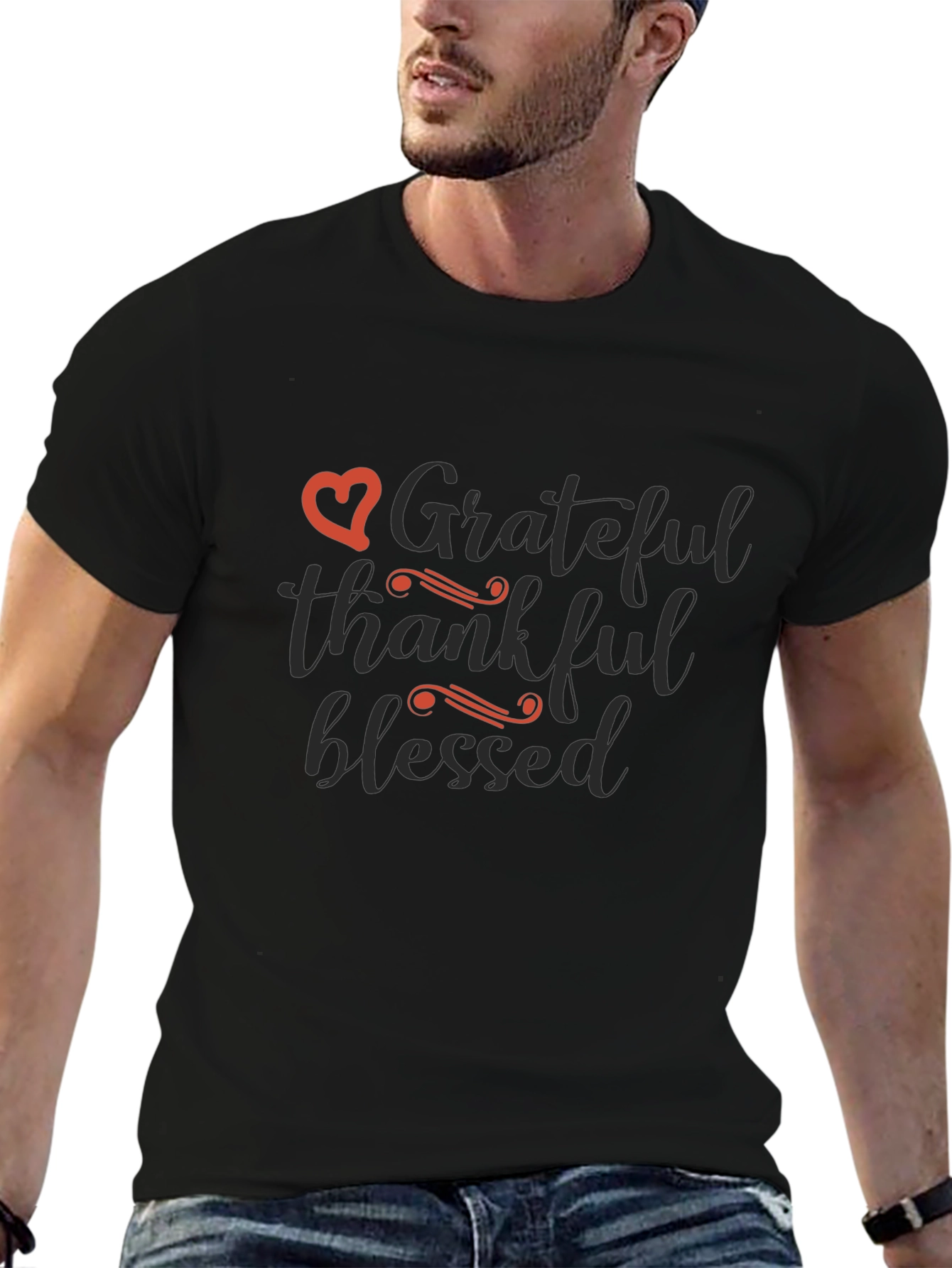 Grateful Thankful Blessed T-Shirt - Black