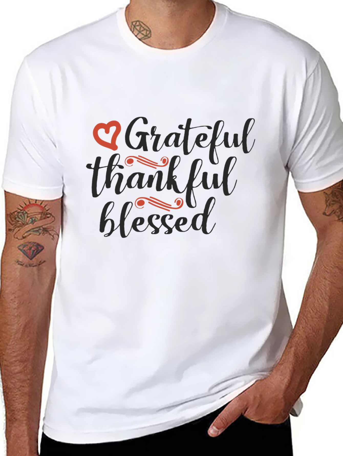 Grateful Thankful Blessed T-Shirt - Black