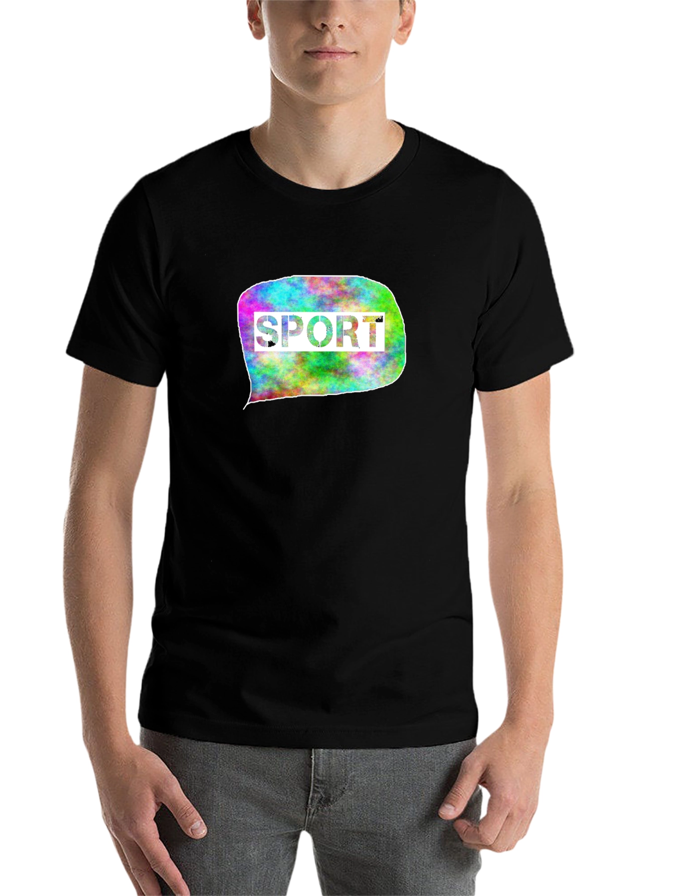 Mens Black T-Shirt with Sport Graphic