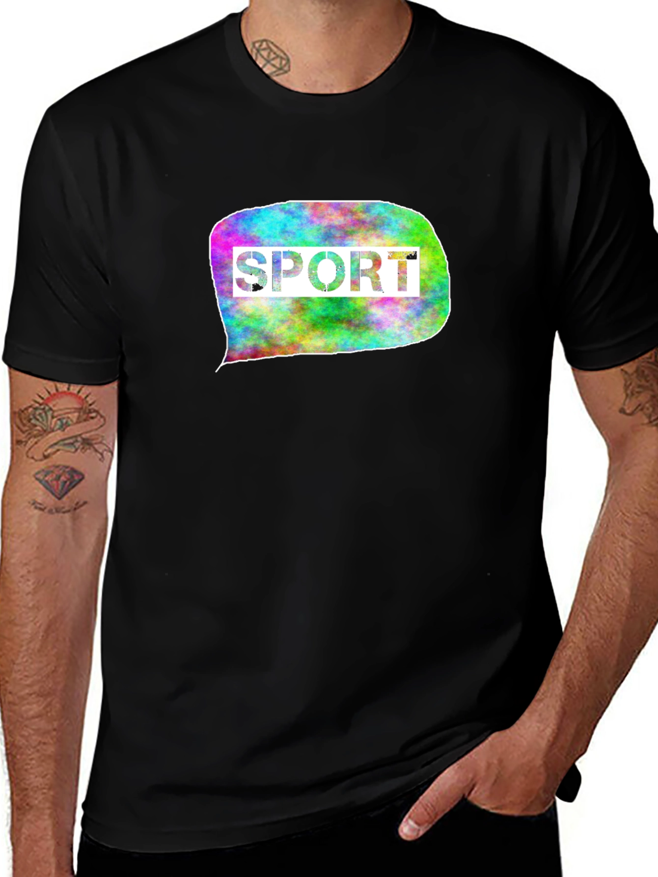 Mens Black T-Shirt with Sport Graphic