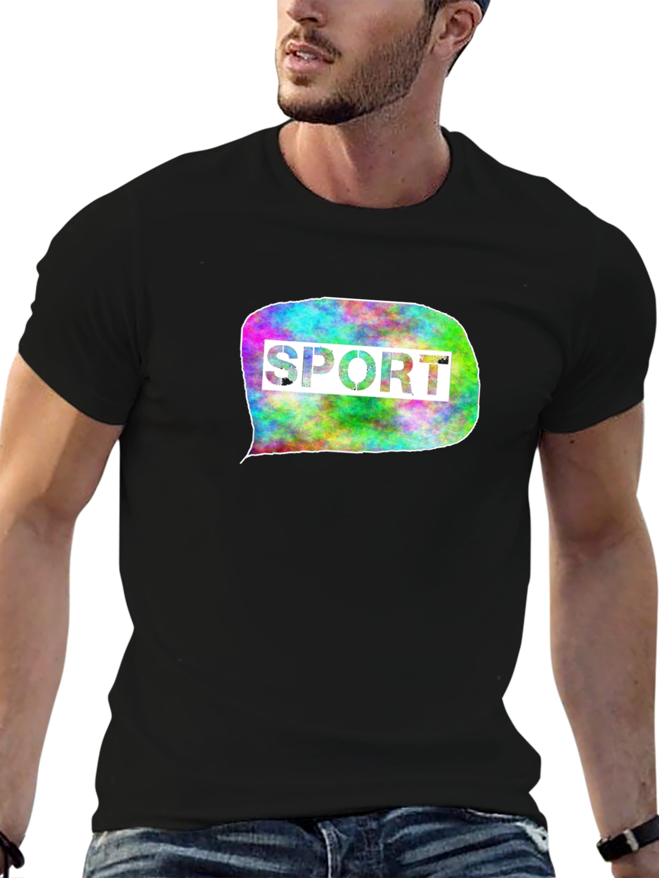 Mens Black T-Shirt with Sport Graphic