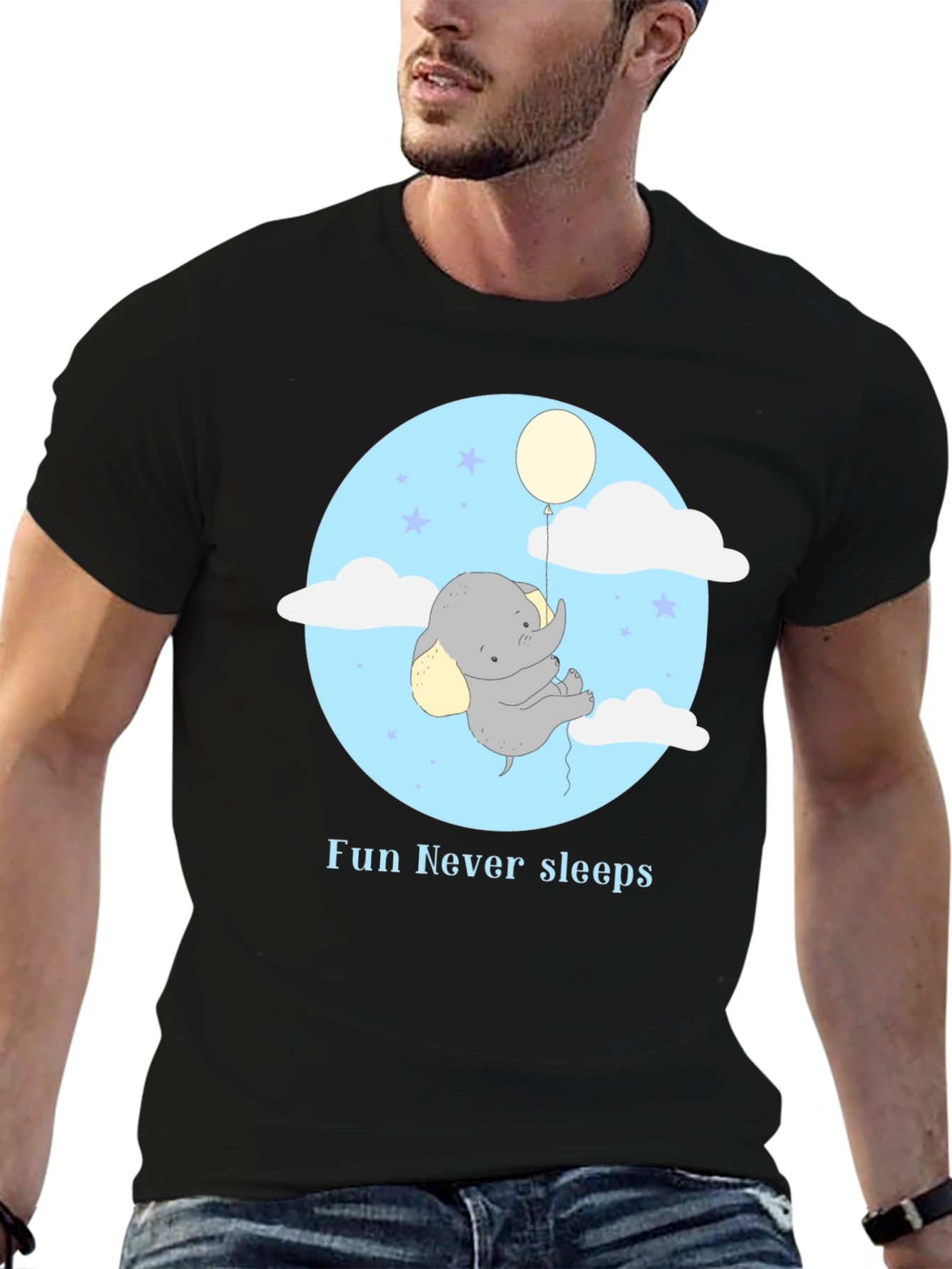 Fun Never Sleeps Elephant Balloon Graphic Tee