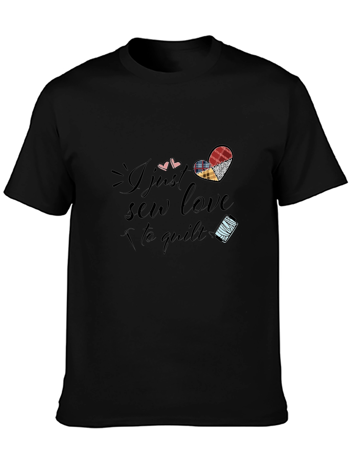 Sew Love to Quilt Black Graphic T-Shirt