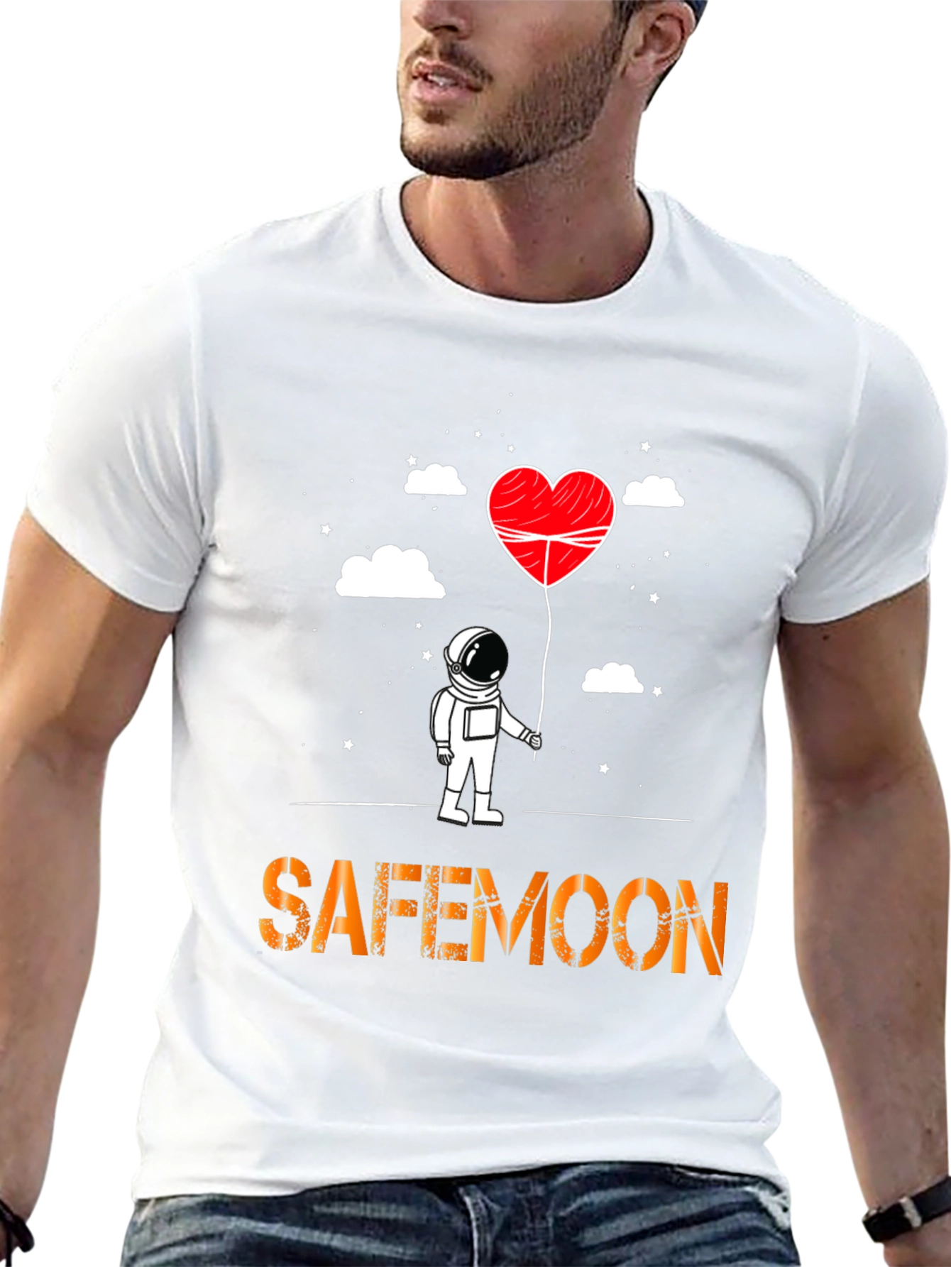 Safemoon Astronaut Heart Balloon Black T-Shirt