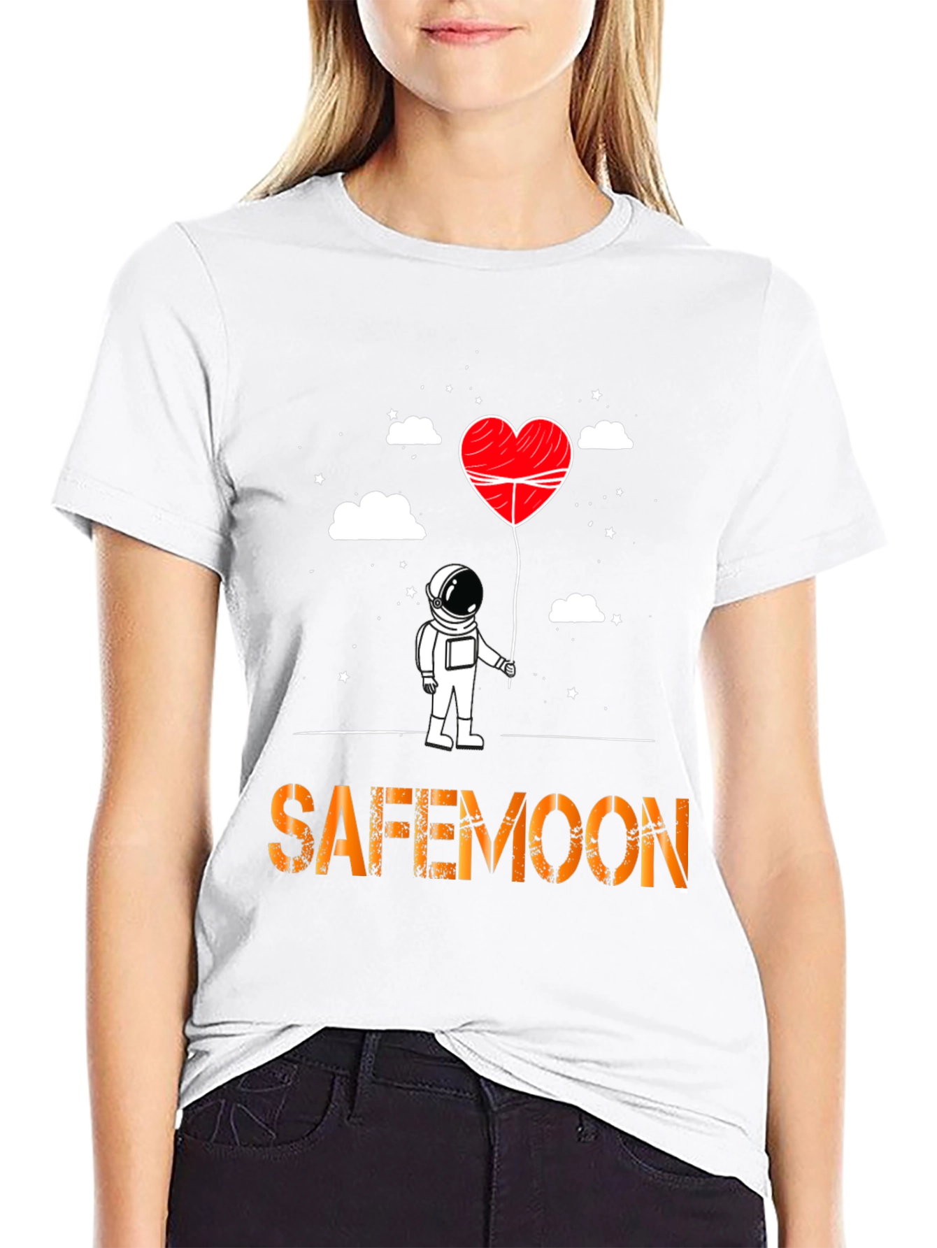 Safemoon Astronaut Heart Balloon Black T-Shirt