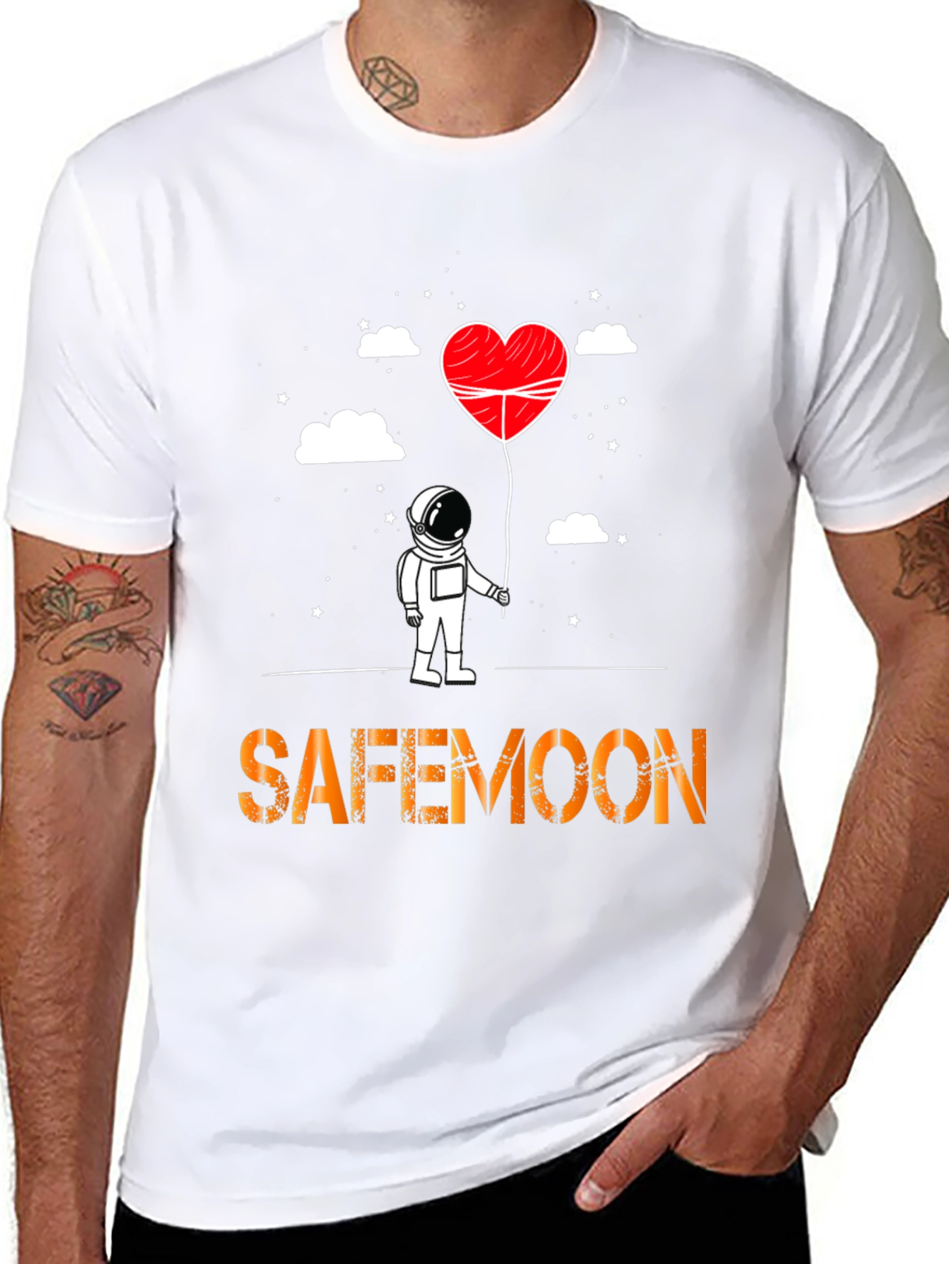 Safemoon Astronaut Heart Balloon Black T-Shirt