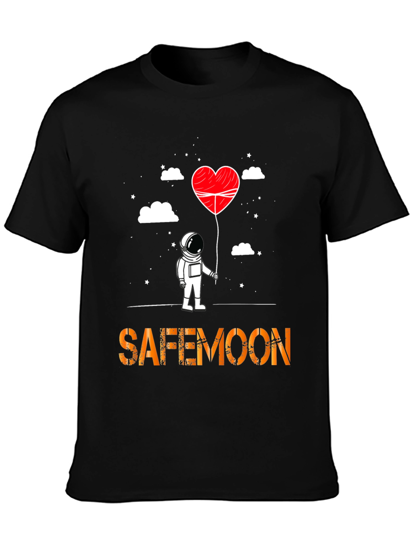 Safemoon Astronaut Heart Balloon Black T-Shirt