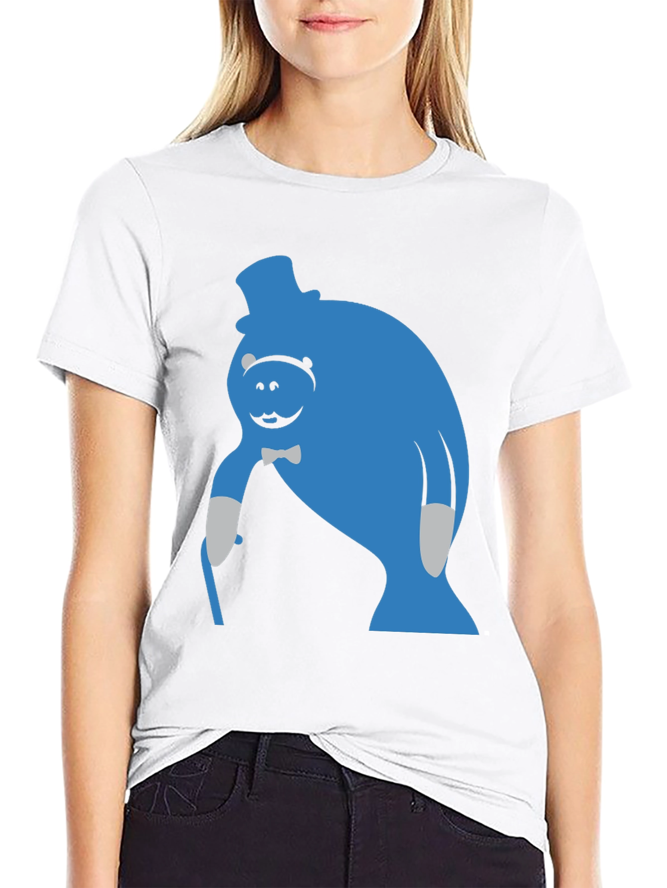 Blue Manatee T-Shirt - Unique Cartoon Graphic Tee