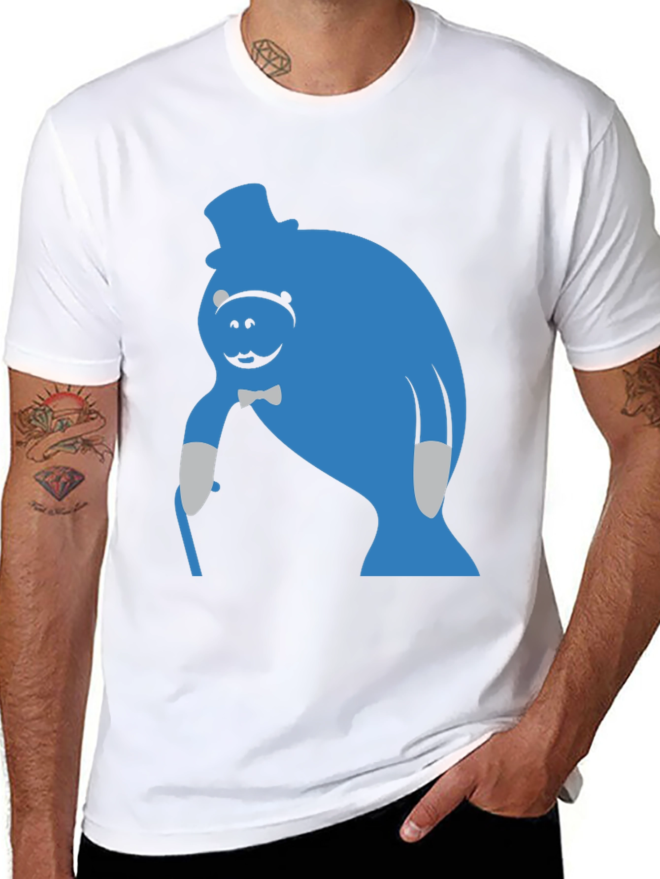 Blue Manatee T-Shirt - Unique Cartoon Graphic Tee