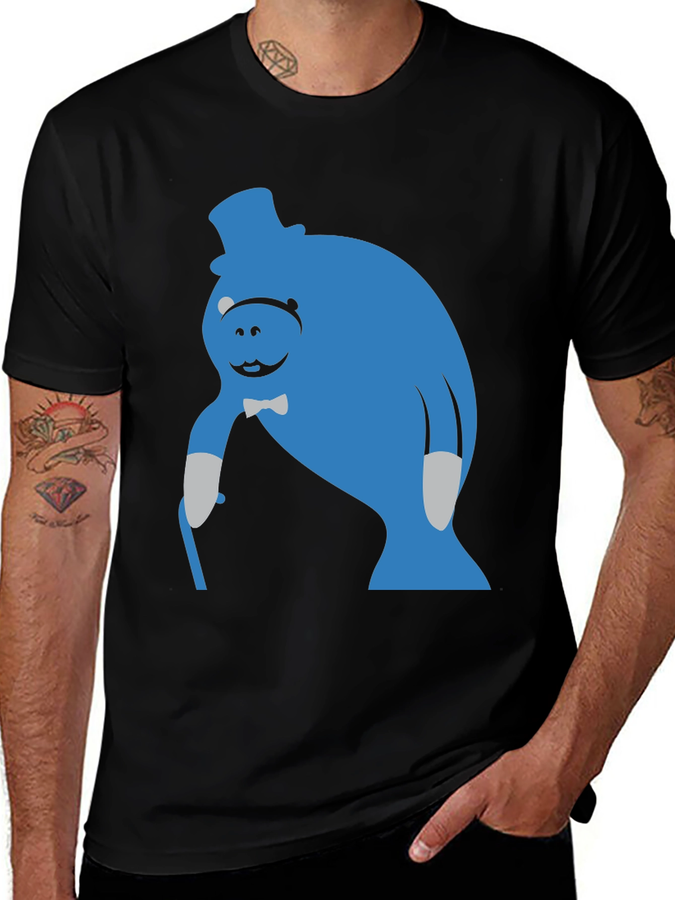 Blue Manatee T-Shirt - Unique Cartoon Graphic Tee