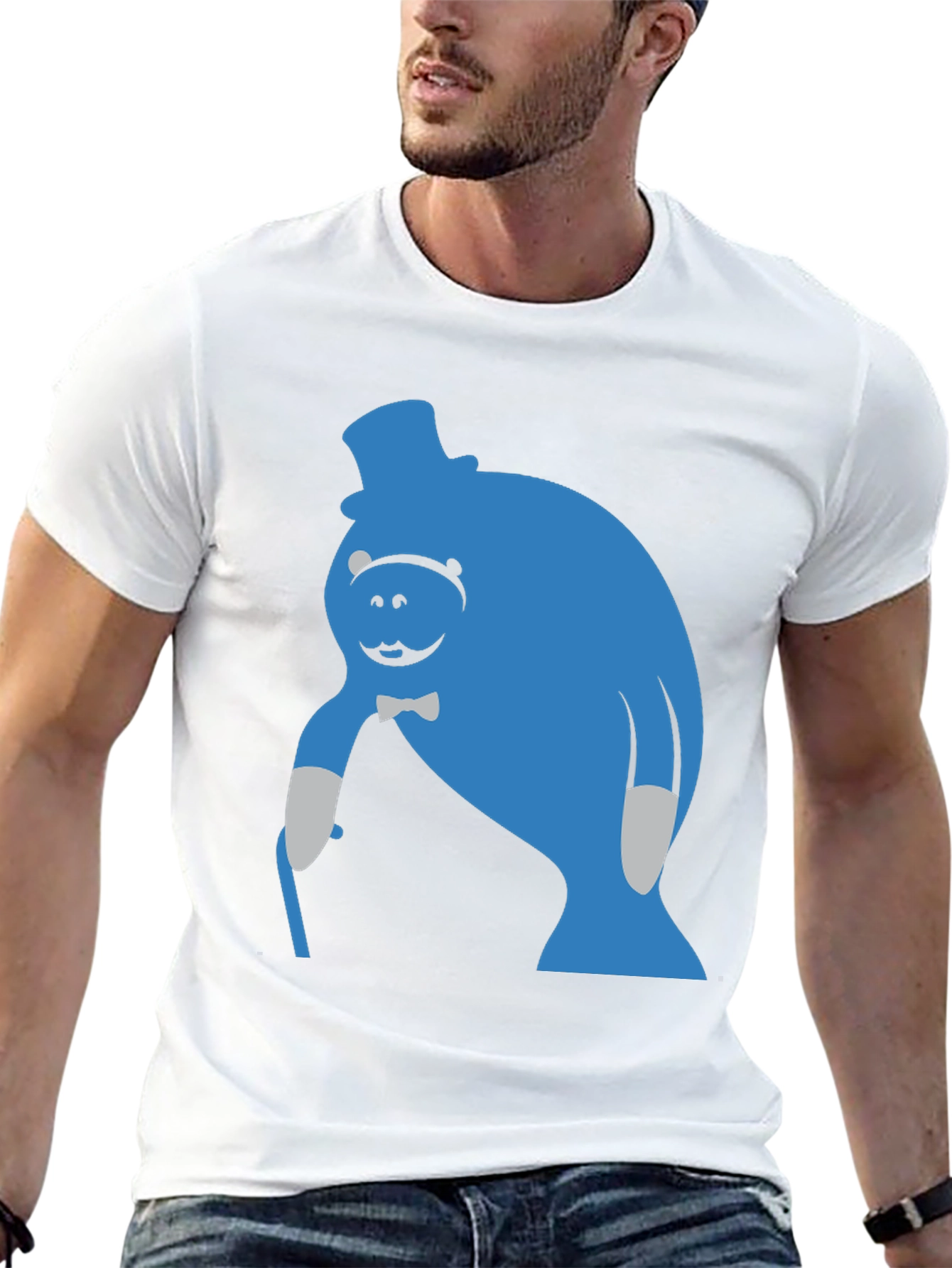 Blue Manatee T-Shirt - Unique Cartoon Graphic Tee