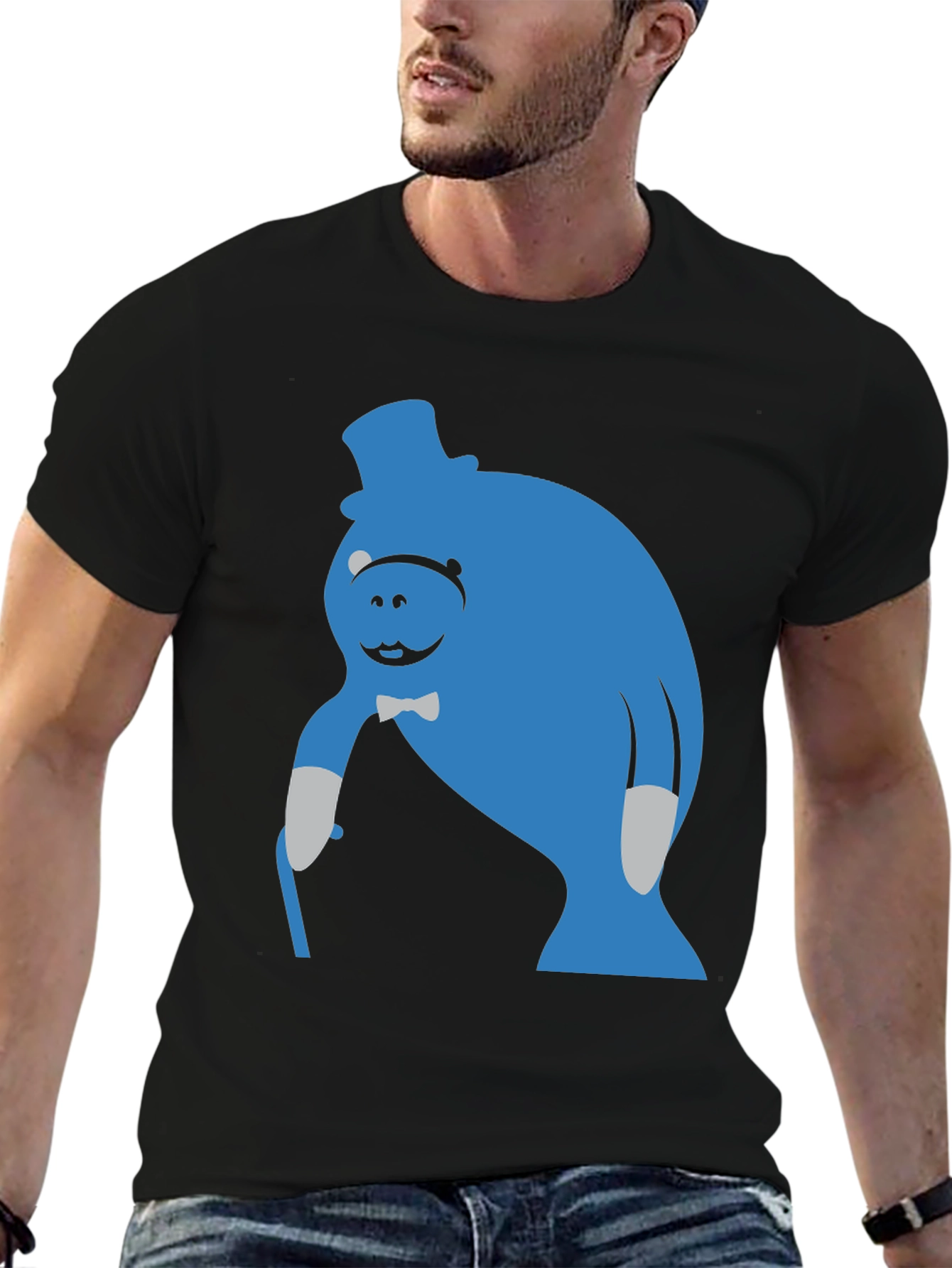 Blue Manatee T-Shirt - Unique Cartoon Graphic Tee