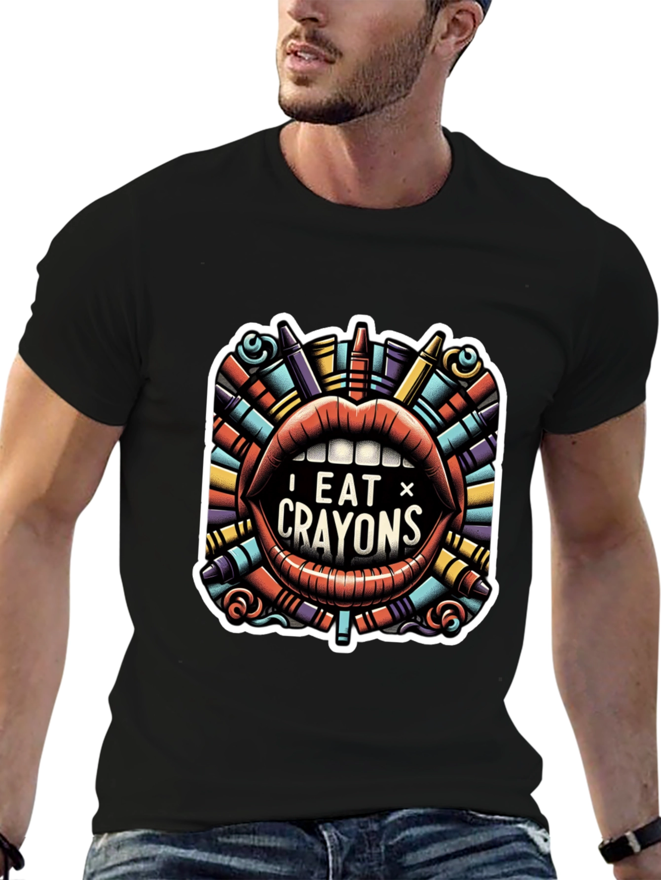 I Eat Crayons Graphic Tee - Funny Novelty Shirt