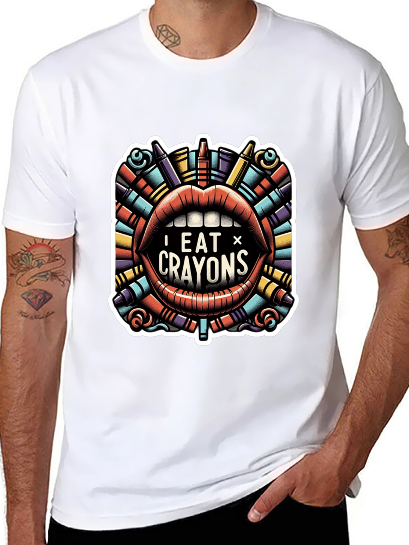 I Eat Crayons Graphic Tee - Funny Novelty Shirt