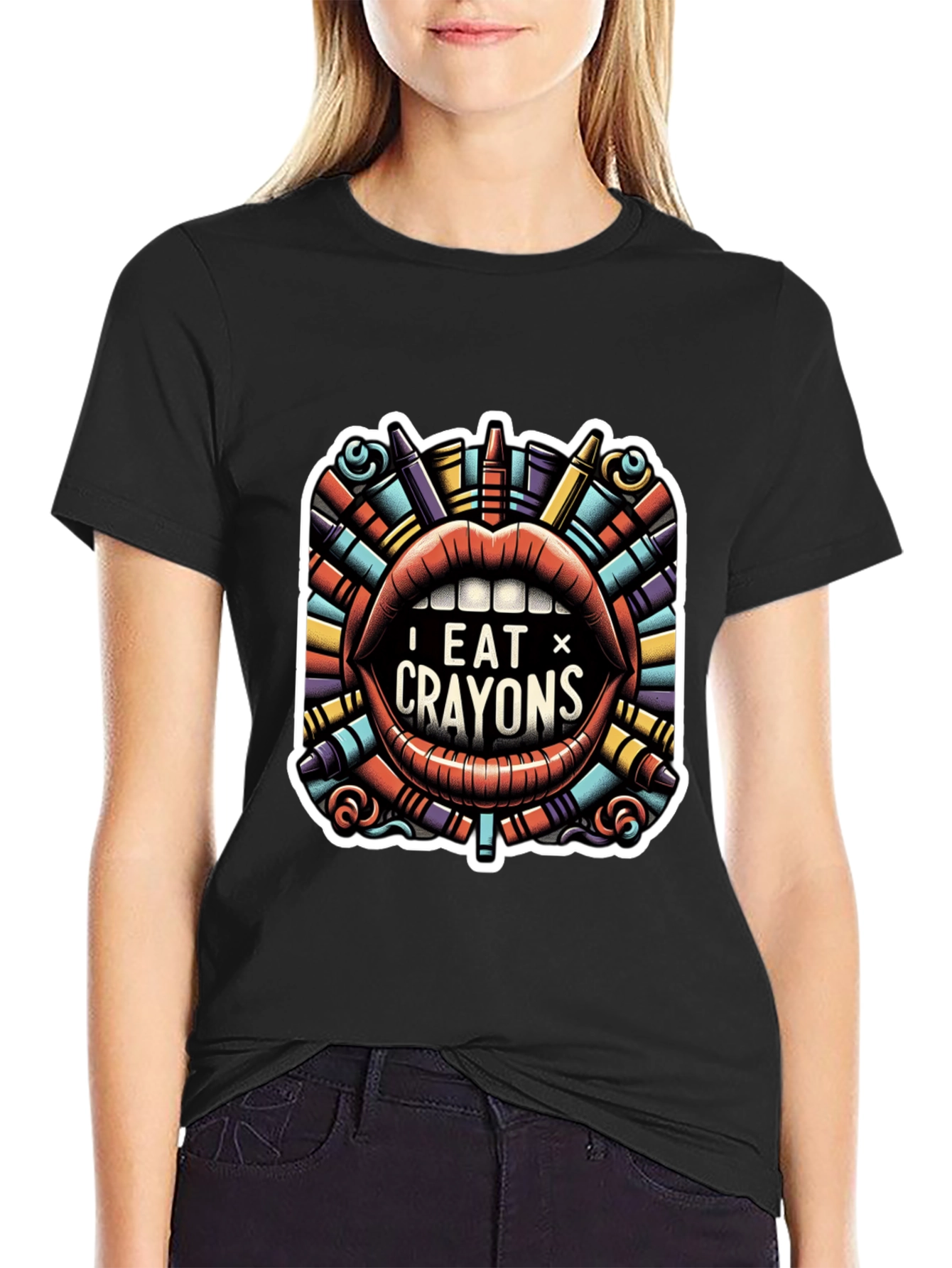 I Eat Crayons Graphic Tee - Funny Novelty Shirt
