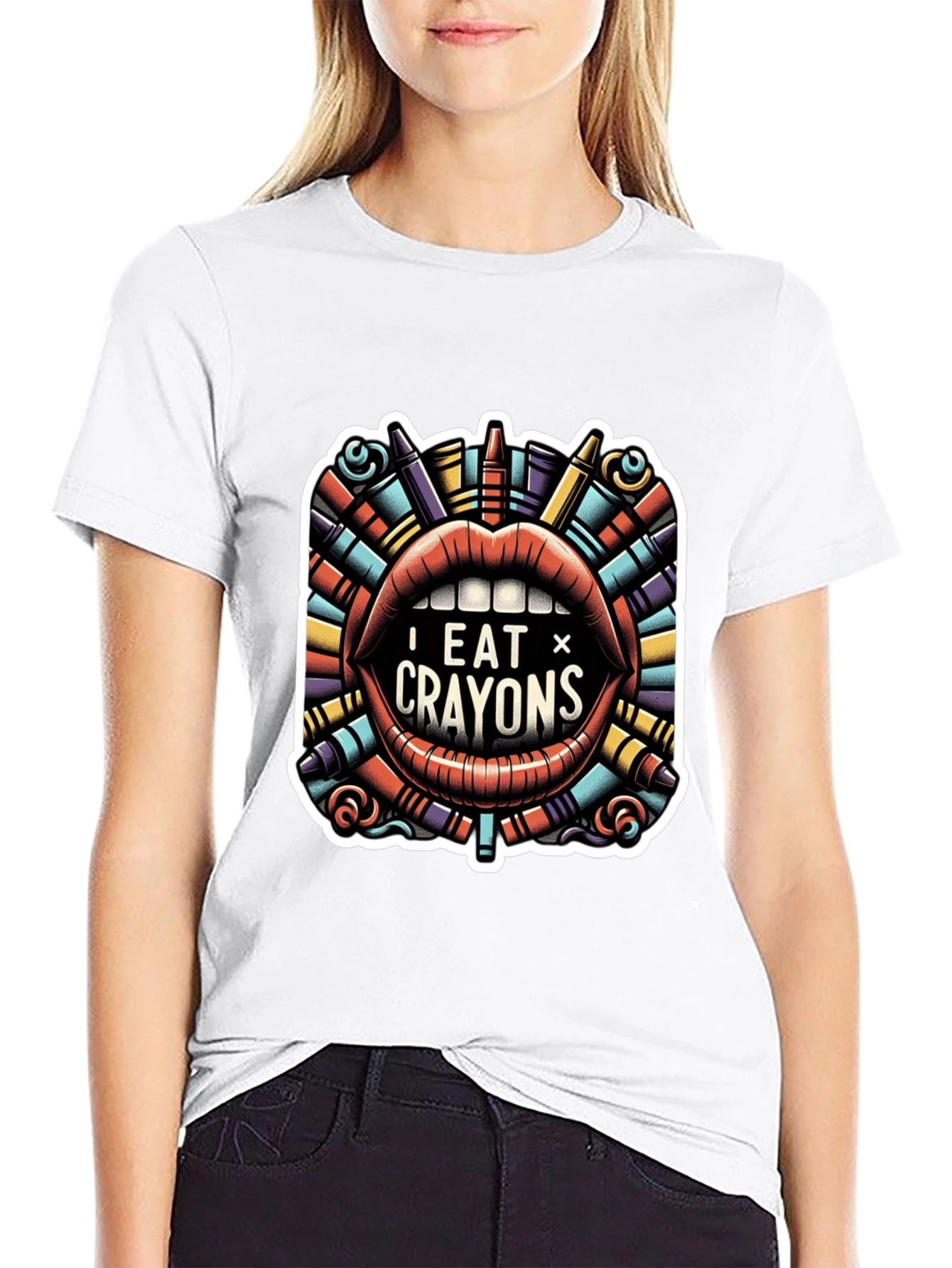 I Eat Crayons Graphic Tee - Funny Novelty Shirt