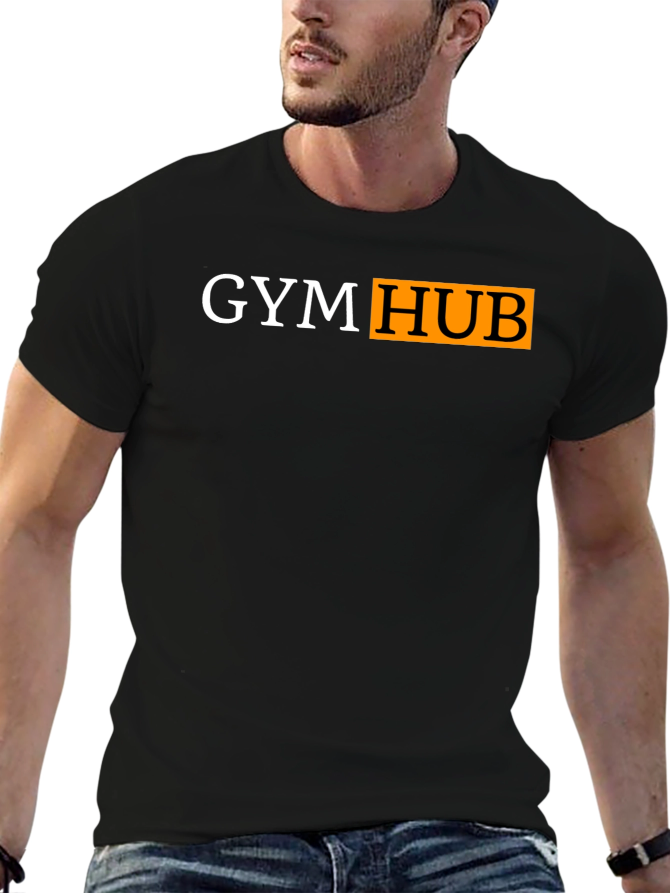 Gym Hub Black T-Shirt - Funny Workout Tee