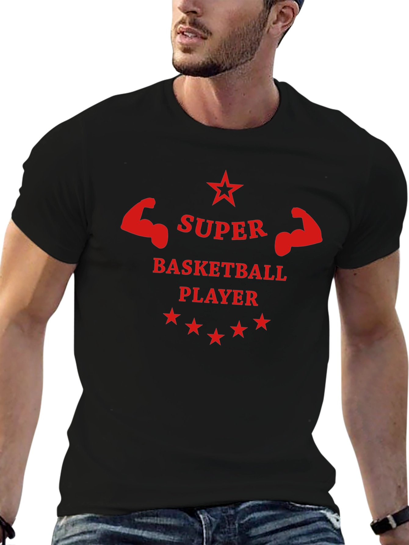 Super Basketball Player Graphic Tee - Black