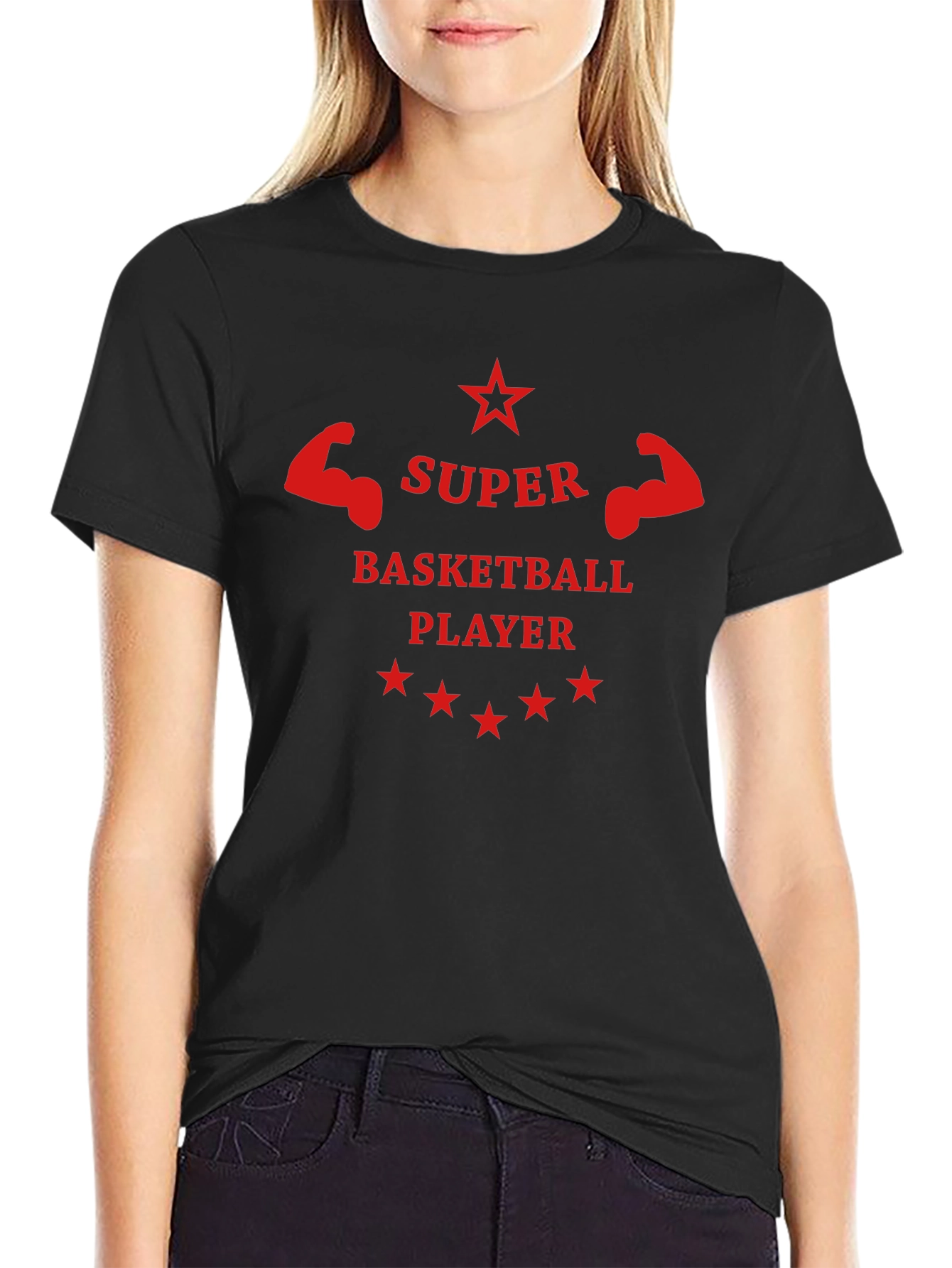 Super Basketball Player Graphic Tee - Black