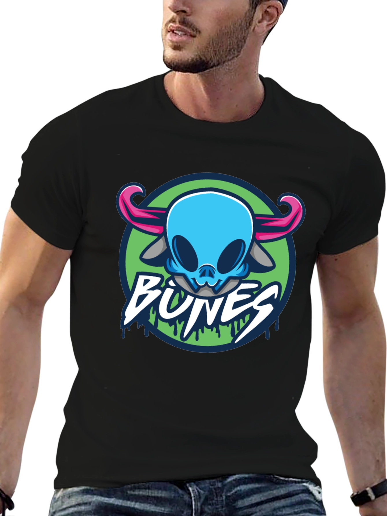 Bones T-Shirt Graphic Skull Horns