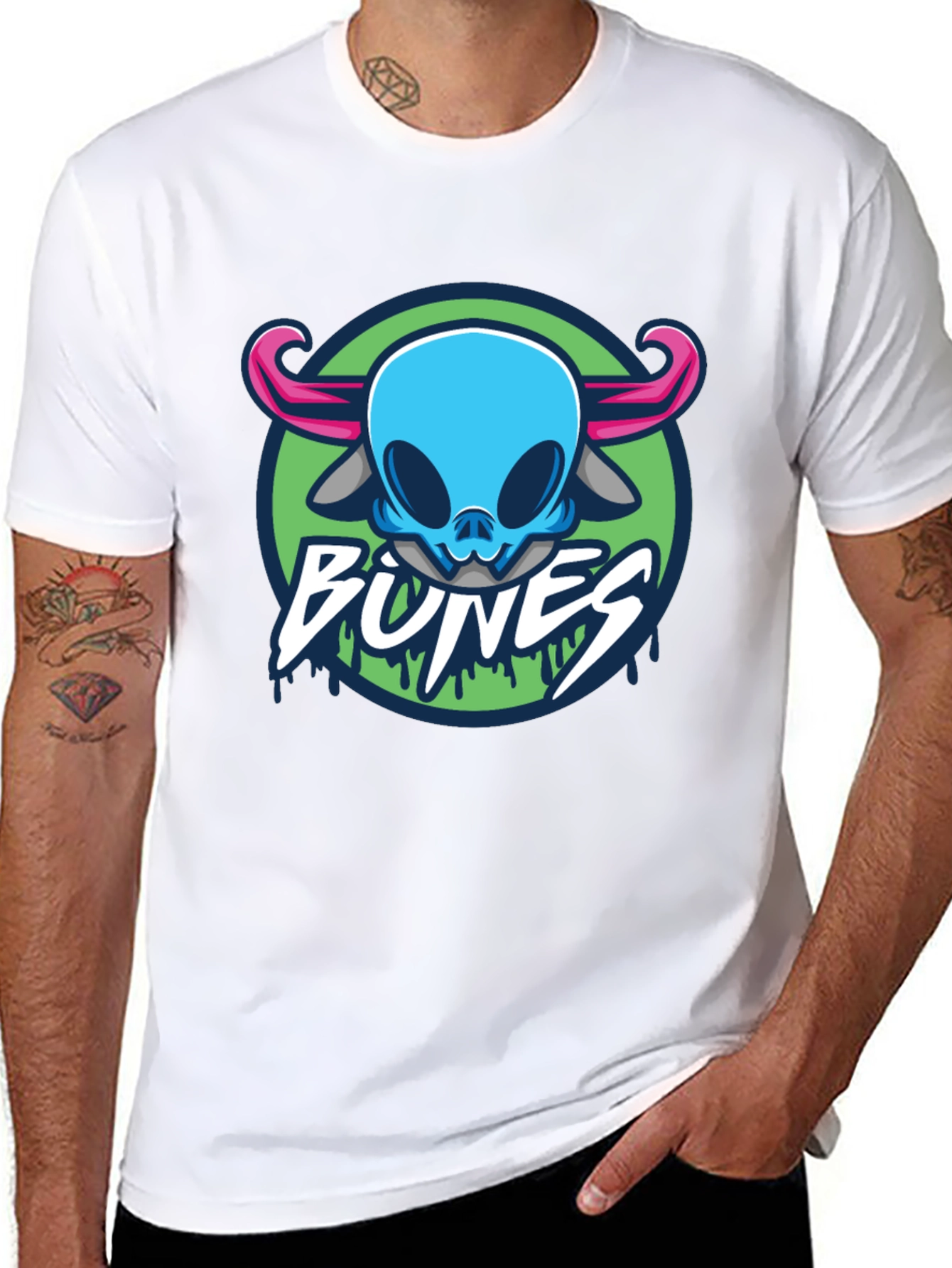 Bones T-Shirt Graphic Skull Horns