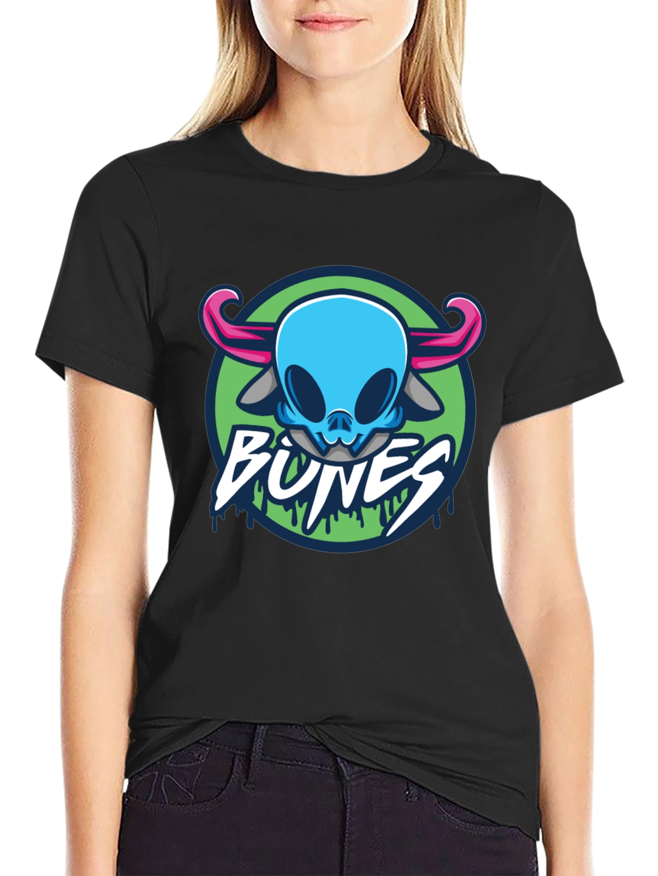 Bones T-Shirt Graphic Skull Horns