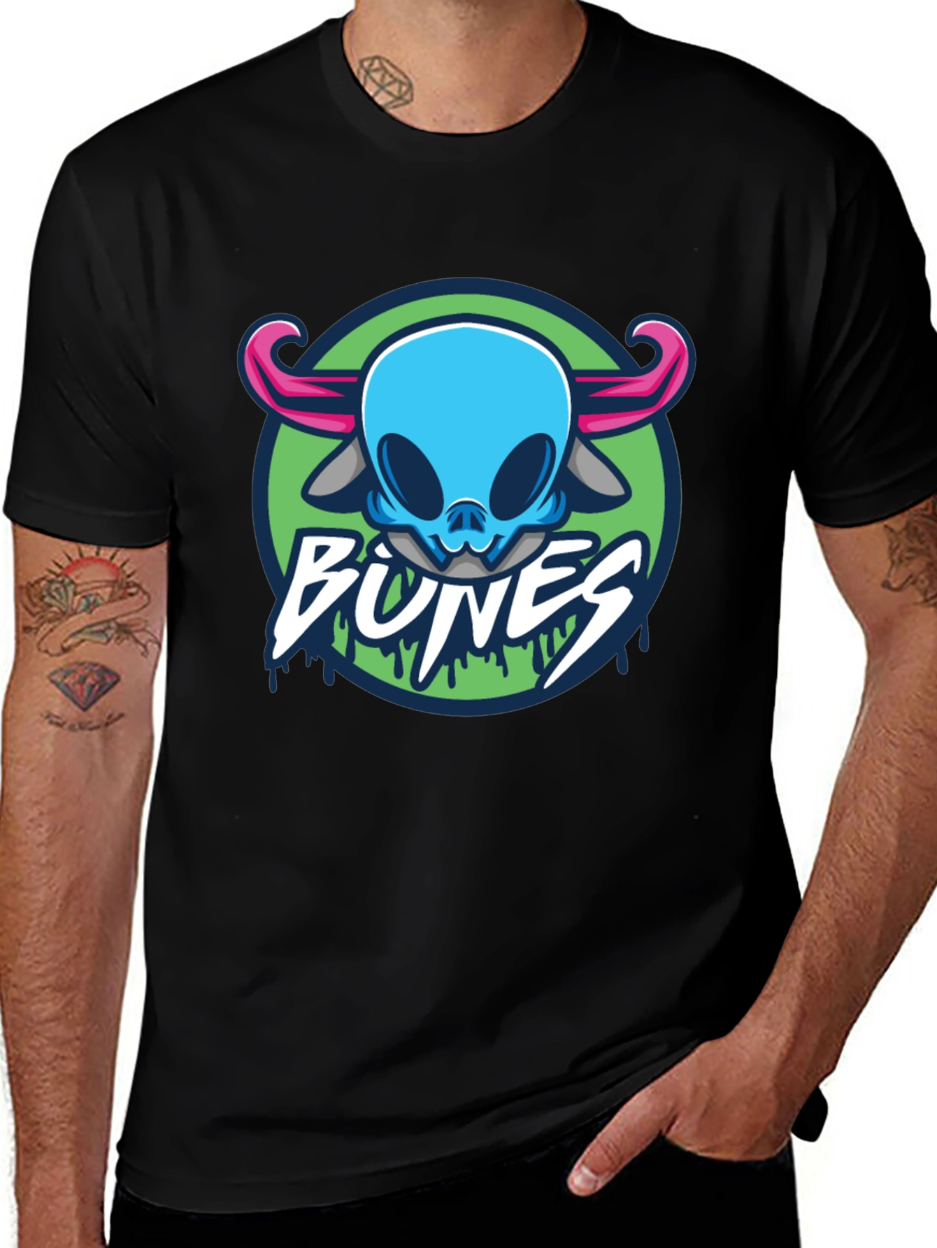Bones T-Shirt Graphic Skull Horns