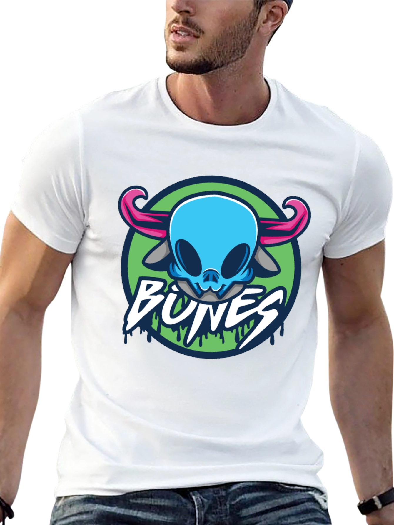 Bones T-Shirt Graphic Skull Horns