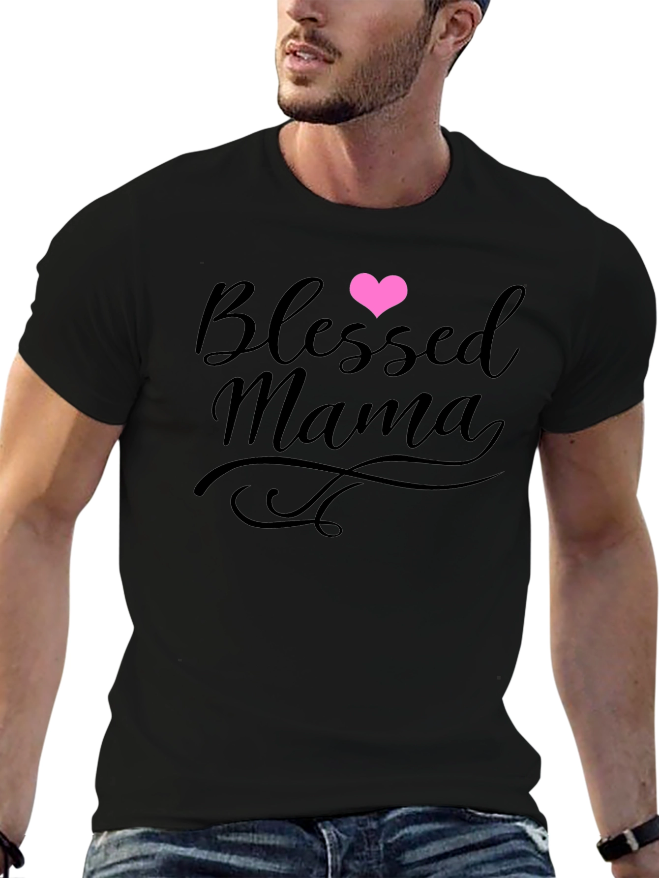 Blessed Mama Heart Graphic Tee - Soft Cotton Blend