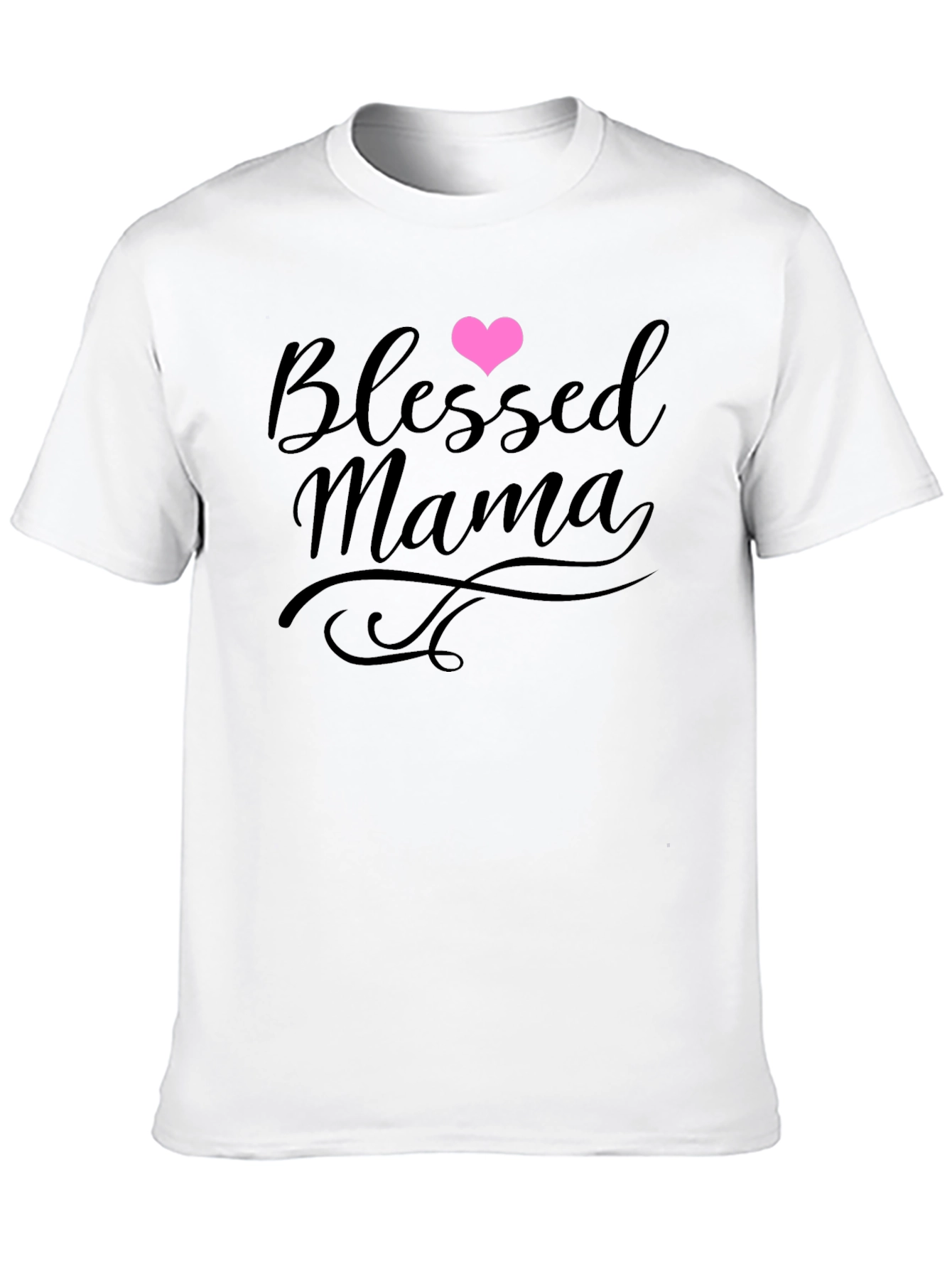 Blessed Mama Heart Graphic Tee - Soft Cotton Blend