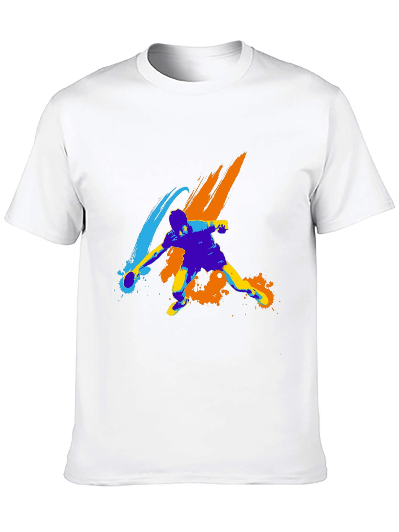 Abstract Table Tennis Player Graphic Tee - Black