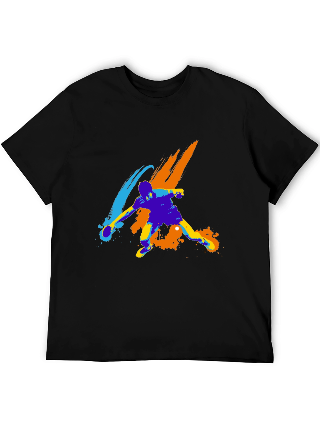 Abstract Table Tennis Player Graphic Tee - Black