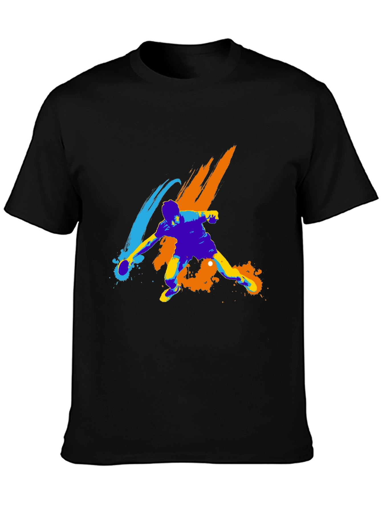 Abstract Table Tennis Player Graphic Tee - Black