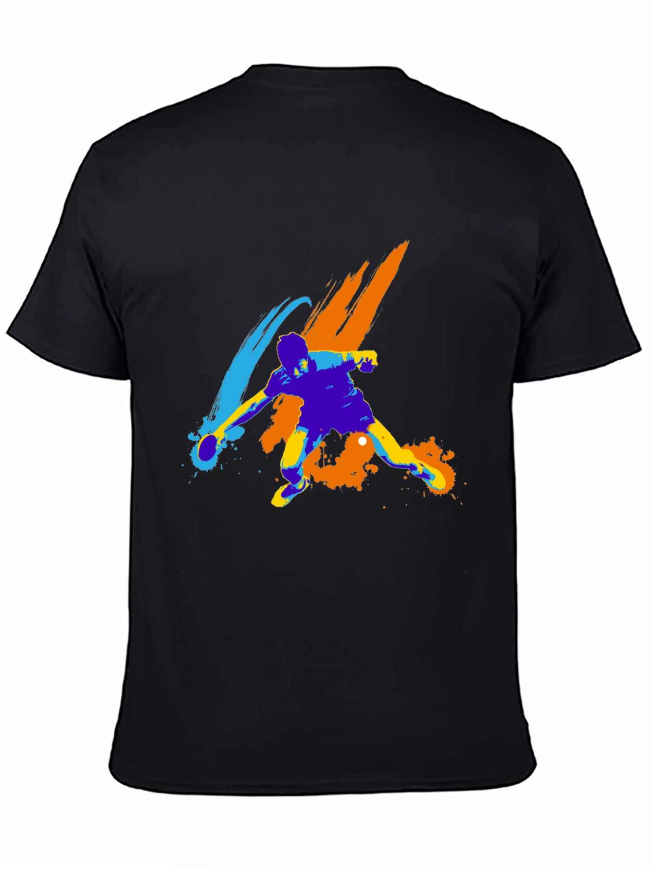 Abstract Table Tennis Player Graphic Tee - Black