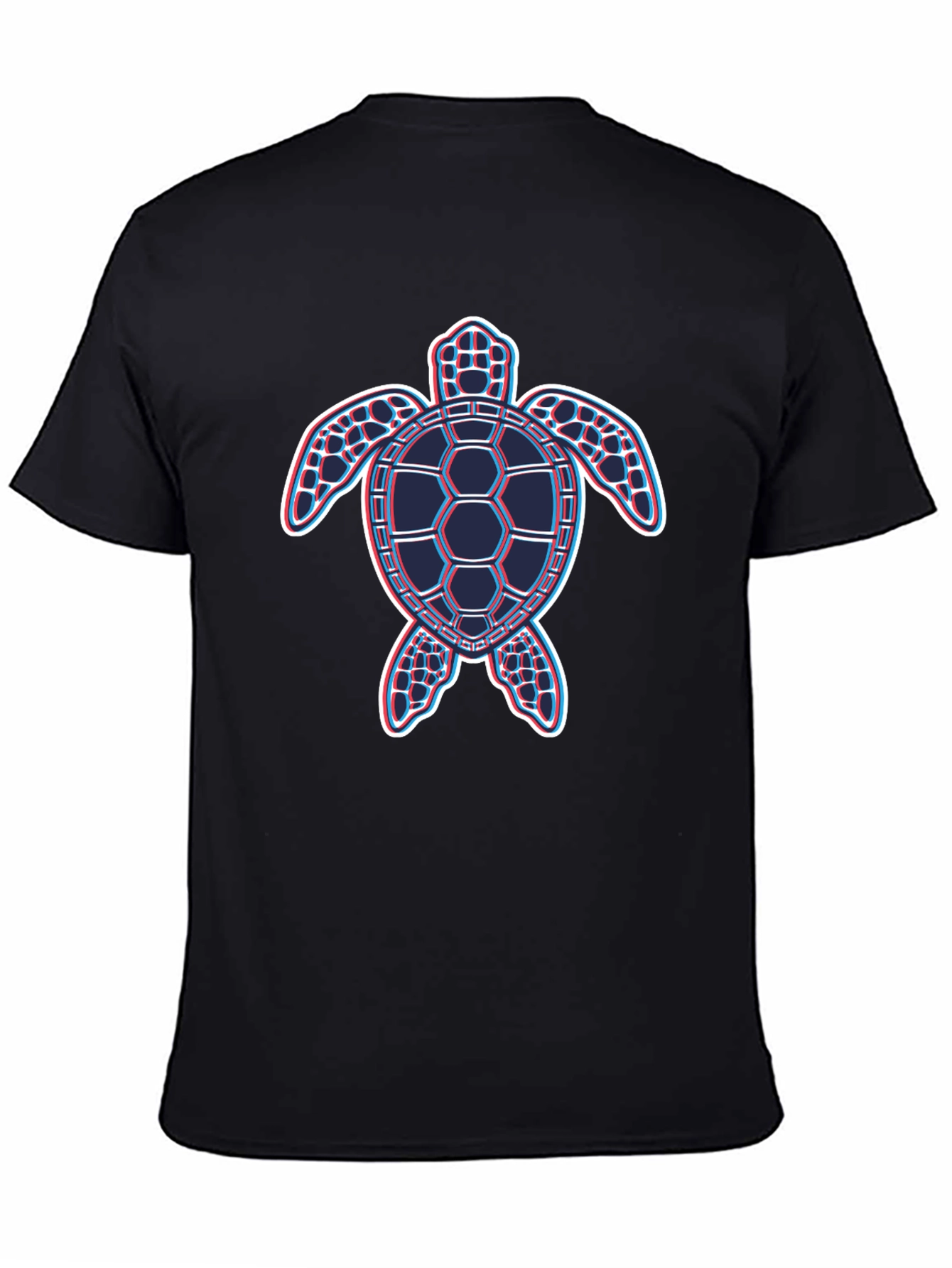 Retro Turtle Graphic T-Shirt - Black Crew Neck Tee