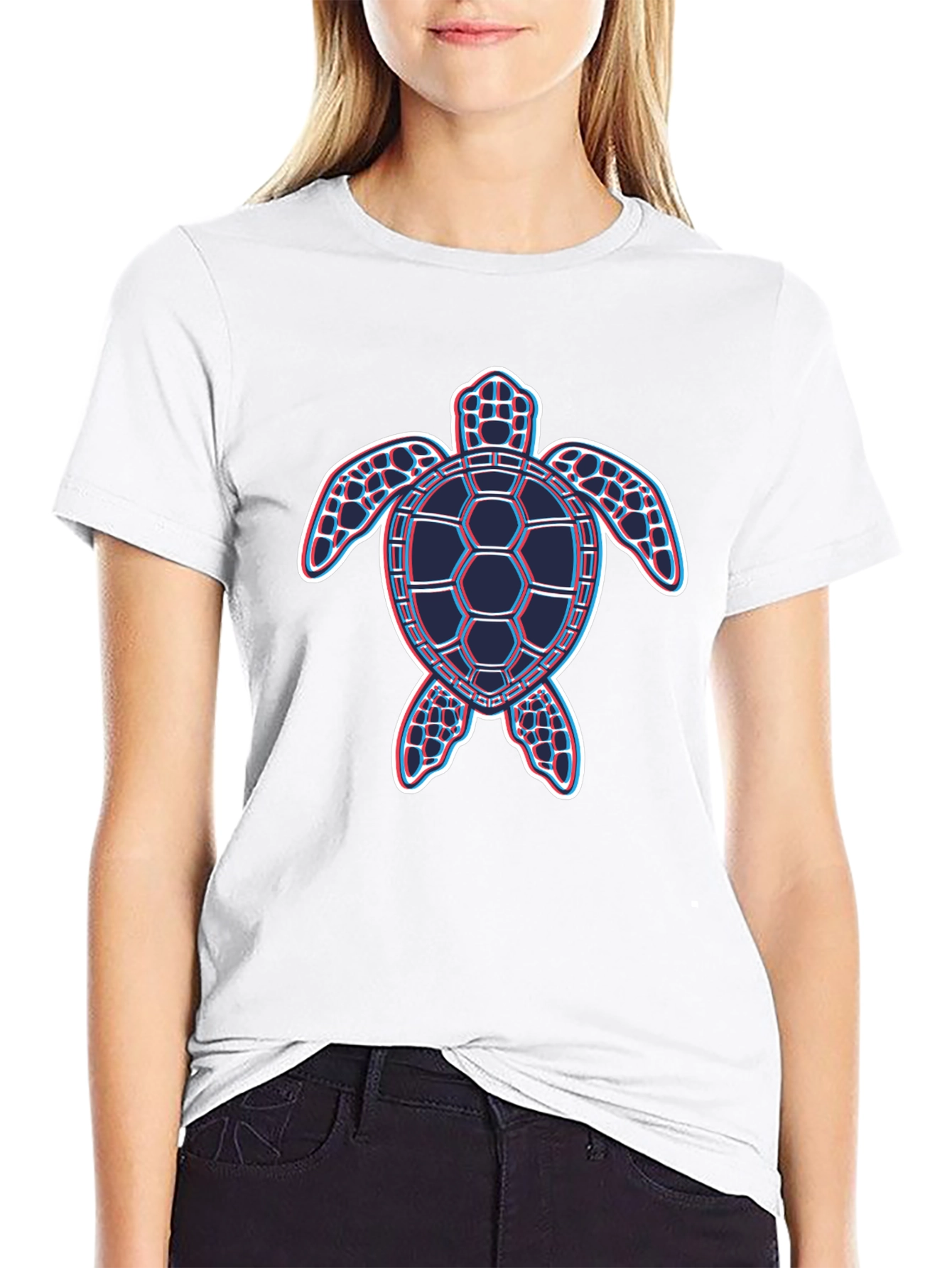 Retro Turtle Graphic T-Shirt - Black Crew Neck Tee