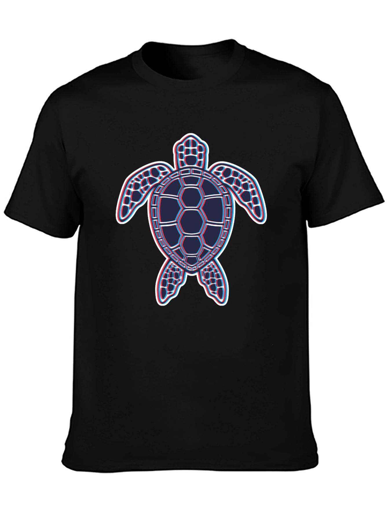 Retro Turtle Graphic T-Shirt - Black Crew Neck Tee