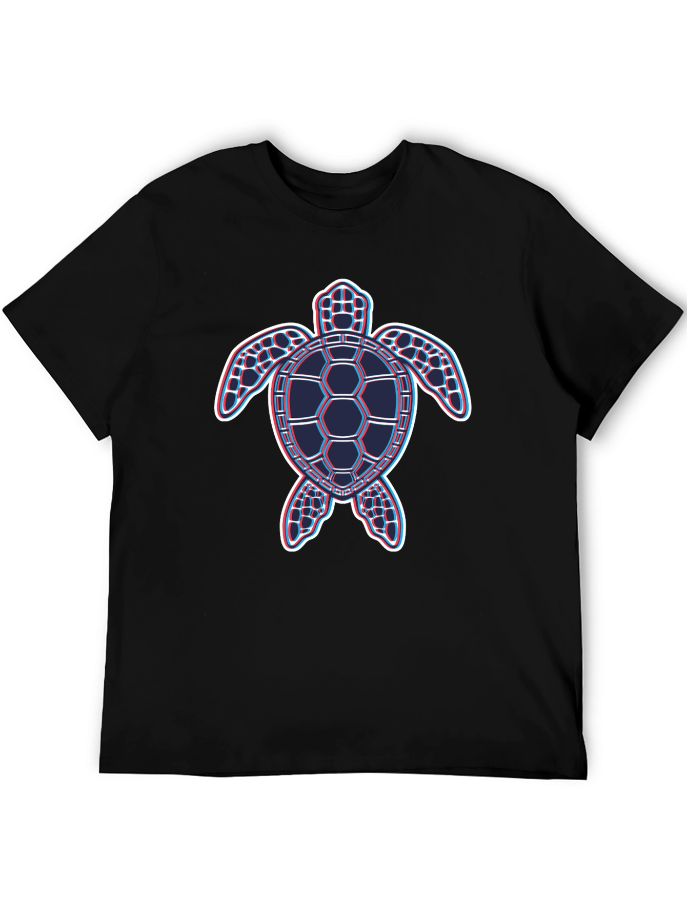 Retro Turtle Graphic T-Shirt - Black Crew Neck Tee