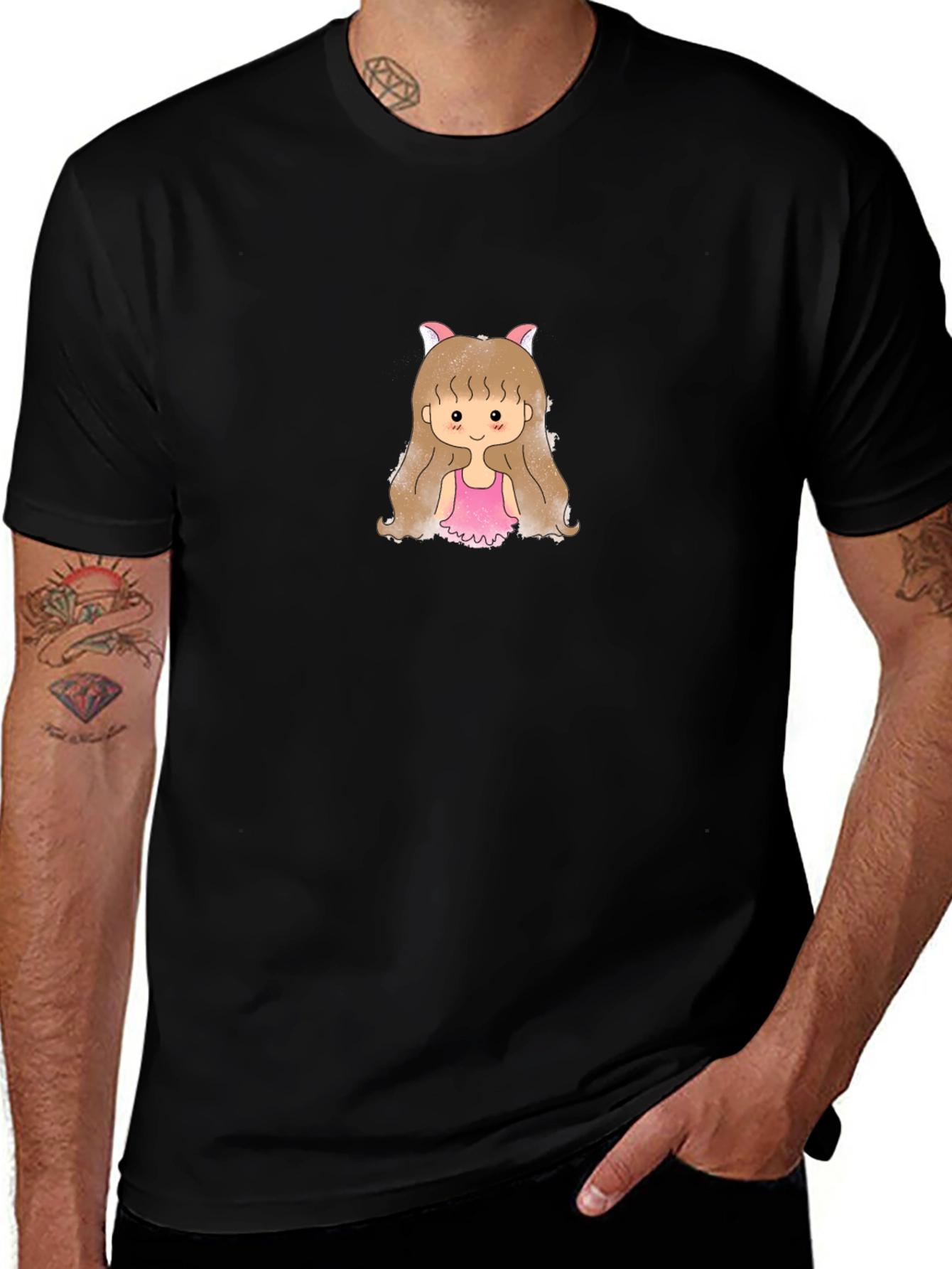 Cute Girl Graphic T-Shirt - Black Cotton Tee