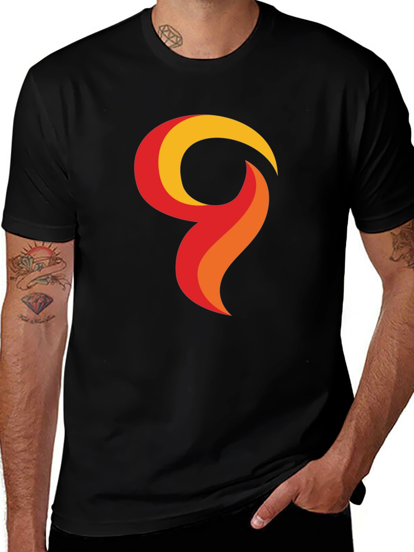 Bold Graphic Tee - Abstract Flame Design