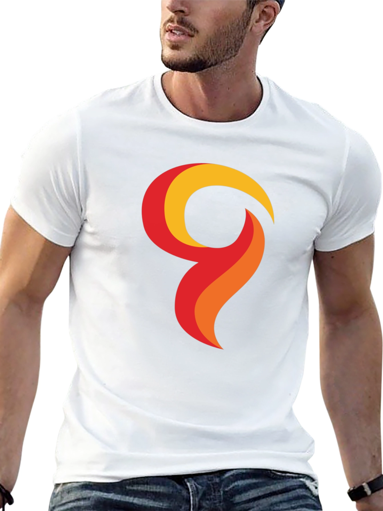 Bold Graphic Tee - Abstract Flame Design