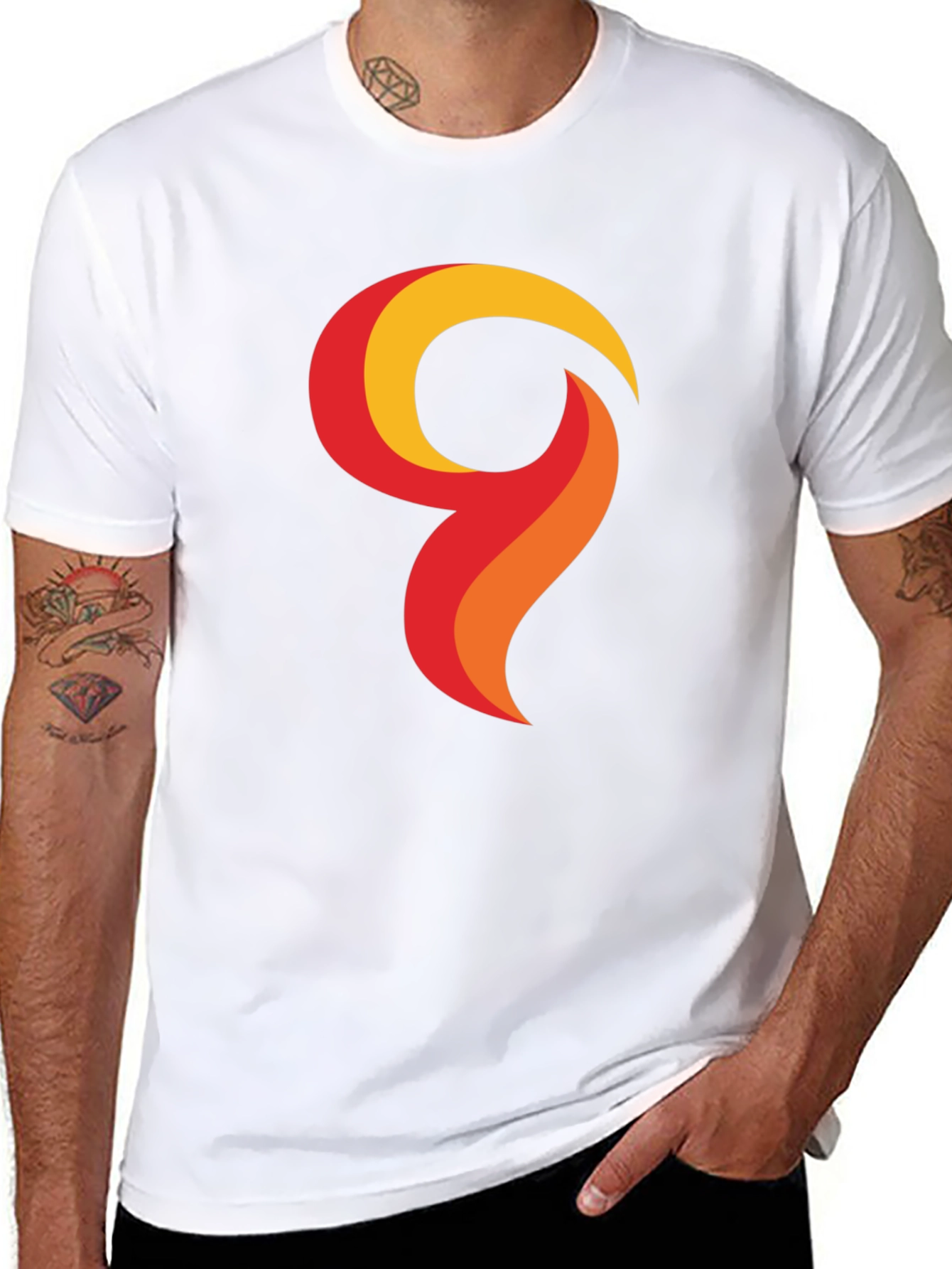 Bold Graphic Tee - Abstract Flame Design