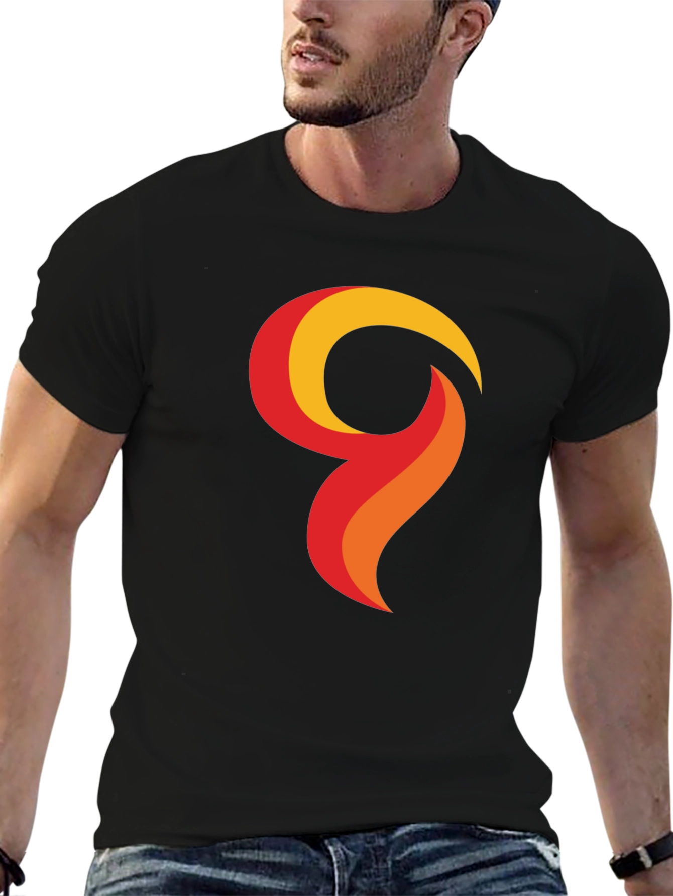 Bold Graphic Tee - Abstract Flame Design