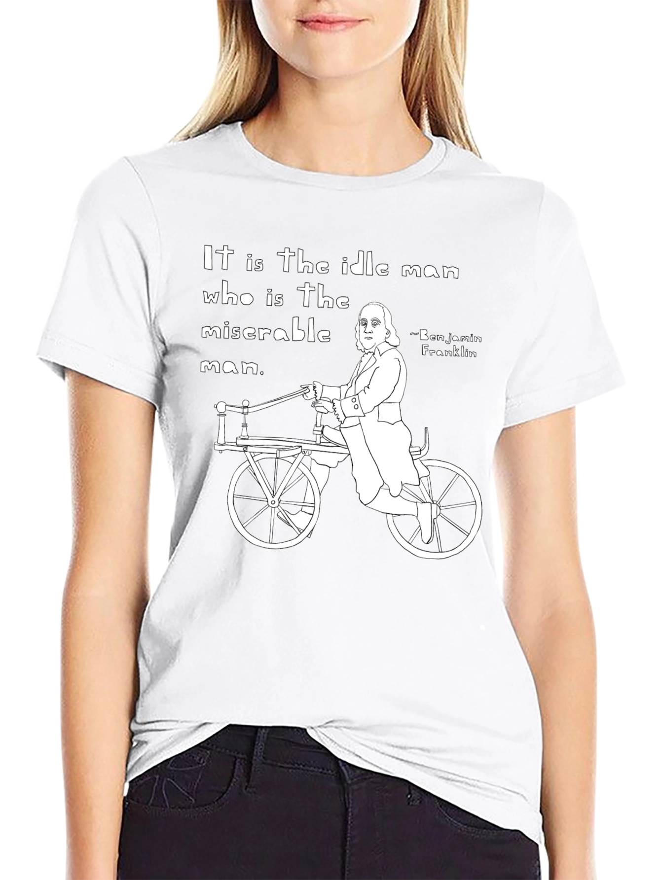 Idle Man T-Shirt - Benjamin Franklin Quote Black Tee