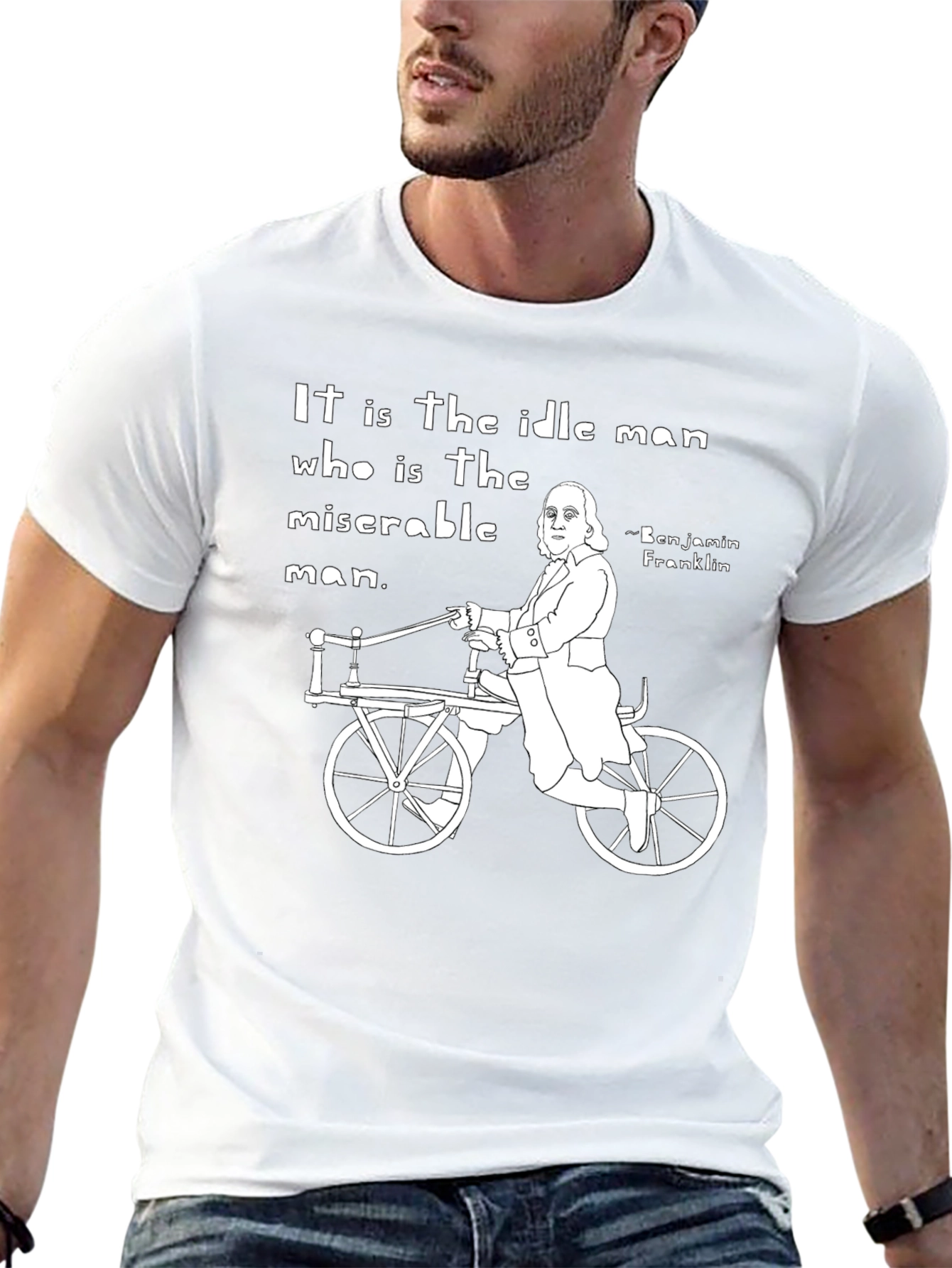 Idle Man T-Shirt - Benjamin Franklin Quote Black Tee